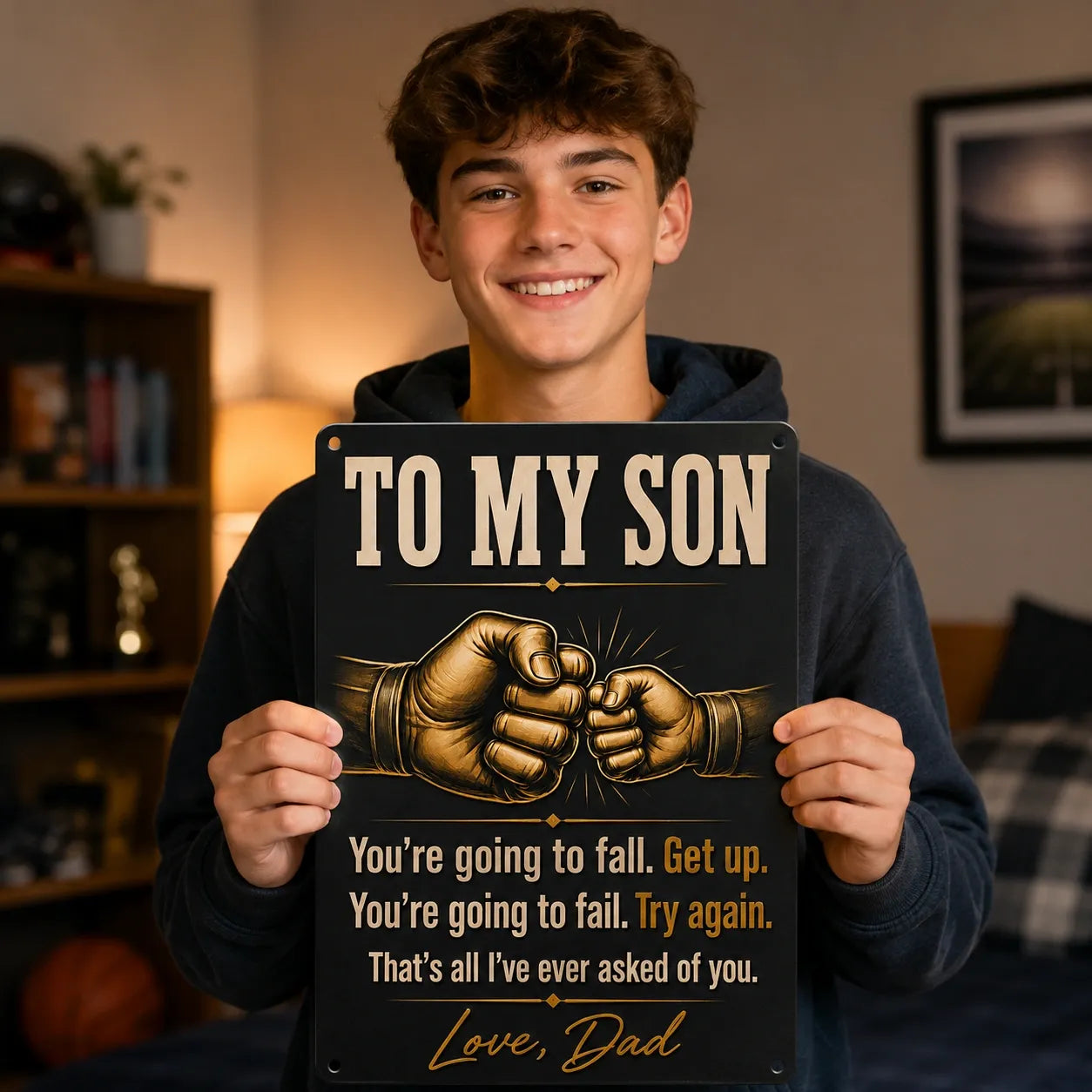 To My Son Metal Sign - Proud To Be Your Dad - Meaningful Gift From Dad