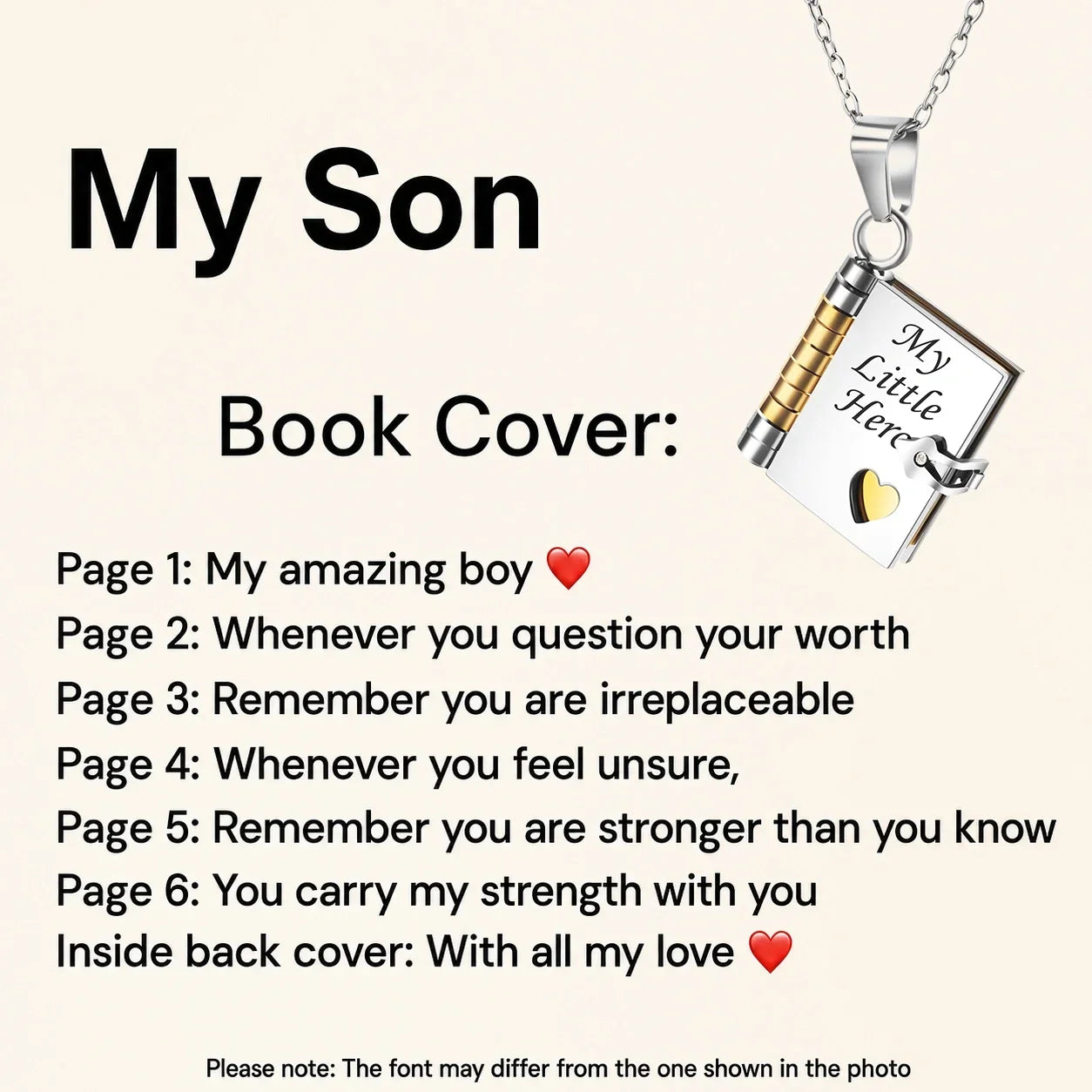 My Little Hero Book Necklace - Perfect Gift For Son
