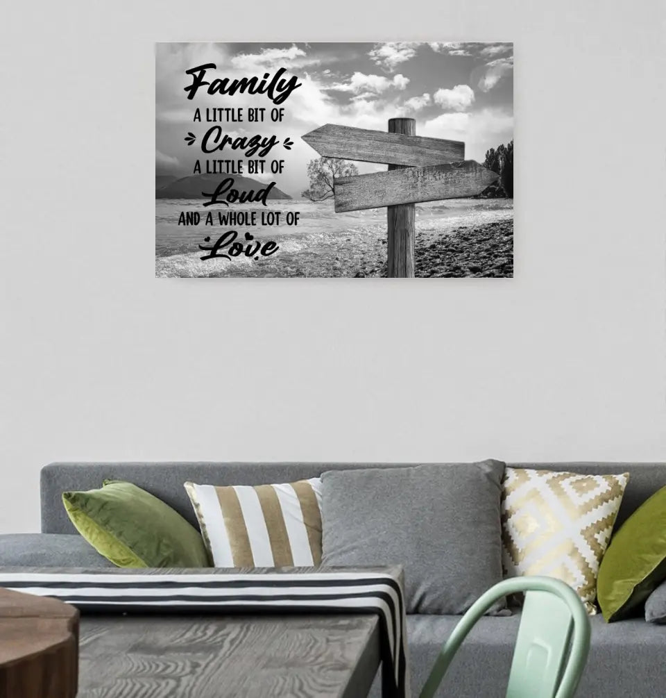 Personalized Names Premium Canvas, Family Crazy Loud Love, Gift For Parents
