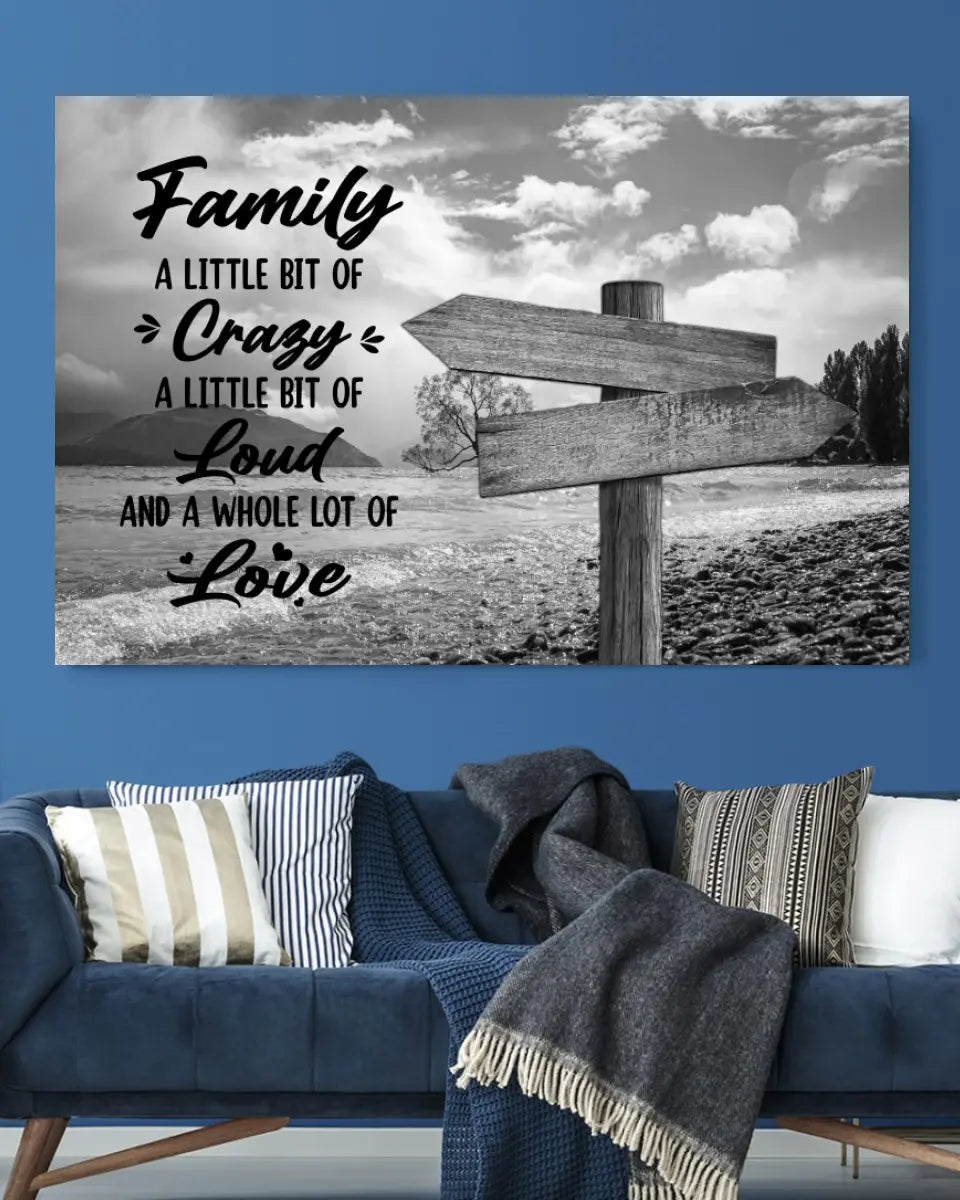 Personalized Names Premium Canvas, Family Crazy Loud Love, Gift For Parents