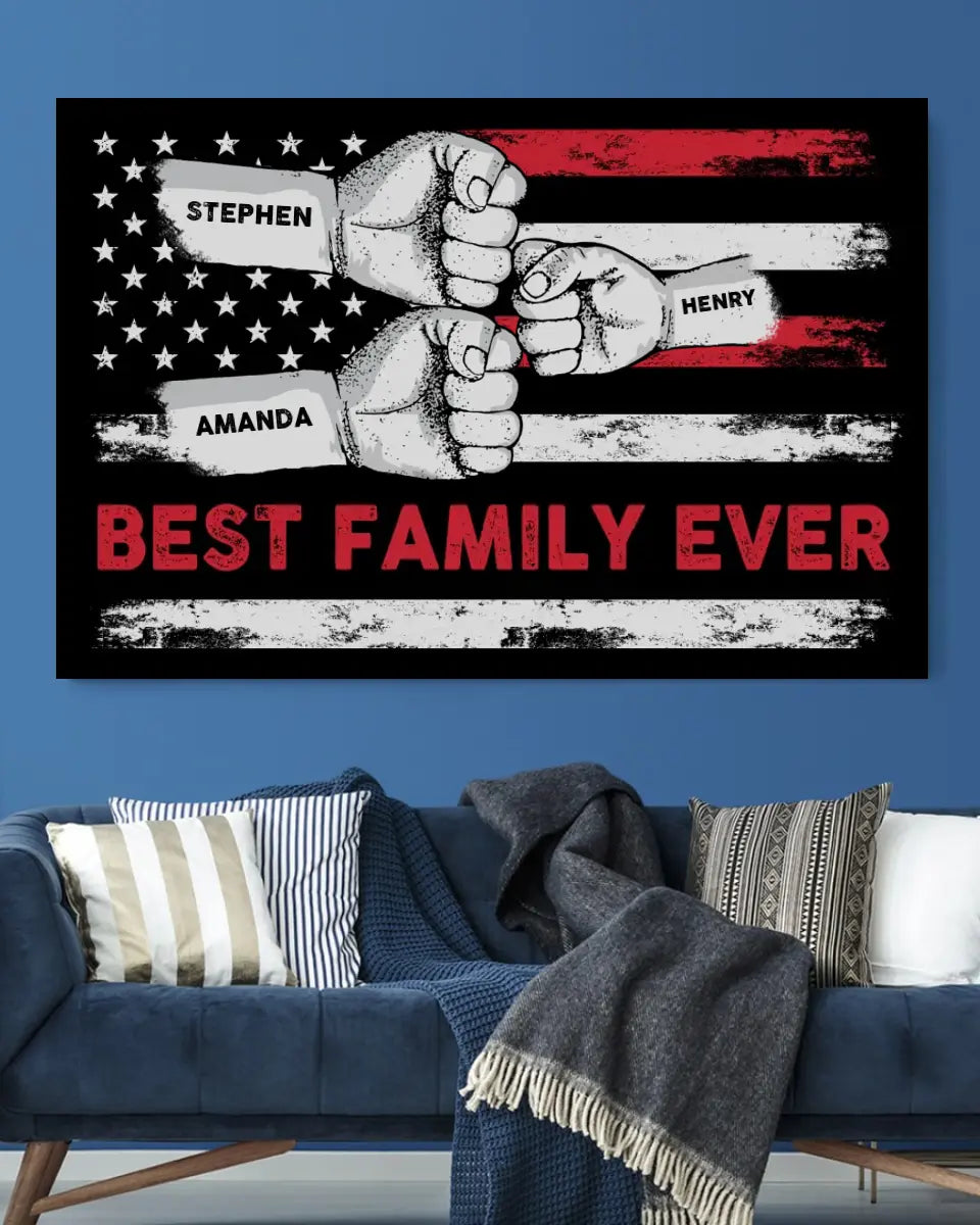 Personalized Names Premium Canvas, Best Family Ever, Gift For Parents