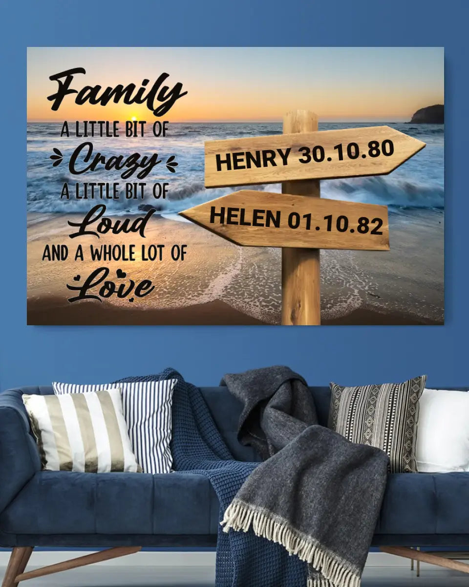 Ocean Sunset  - Custom Name Canvas Prints - Family Crazy Loud Love