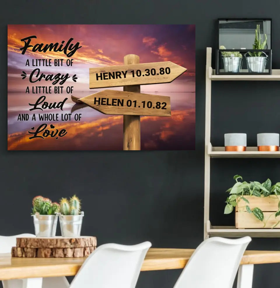 Boat In A Lake On Sunset - Personalized Names Premium Canvas - Family Crazy Loud Love