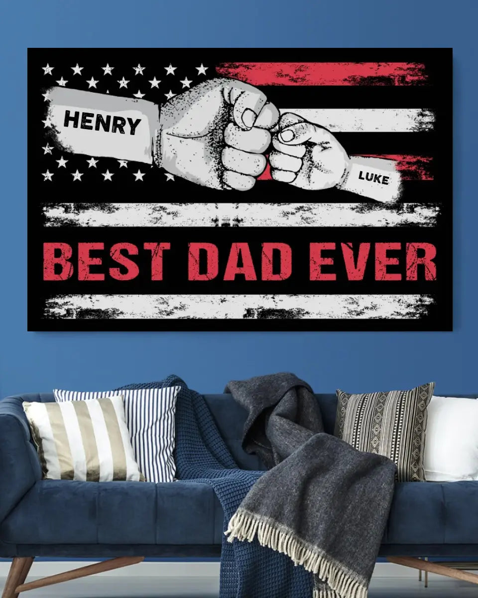 Personalized Names Premium Canvas, Best Dad Ever, Father's Day Gift For Dad