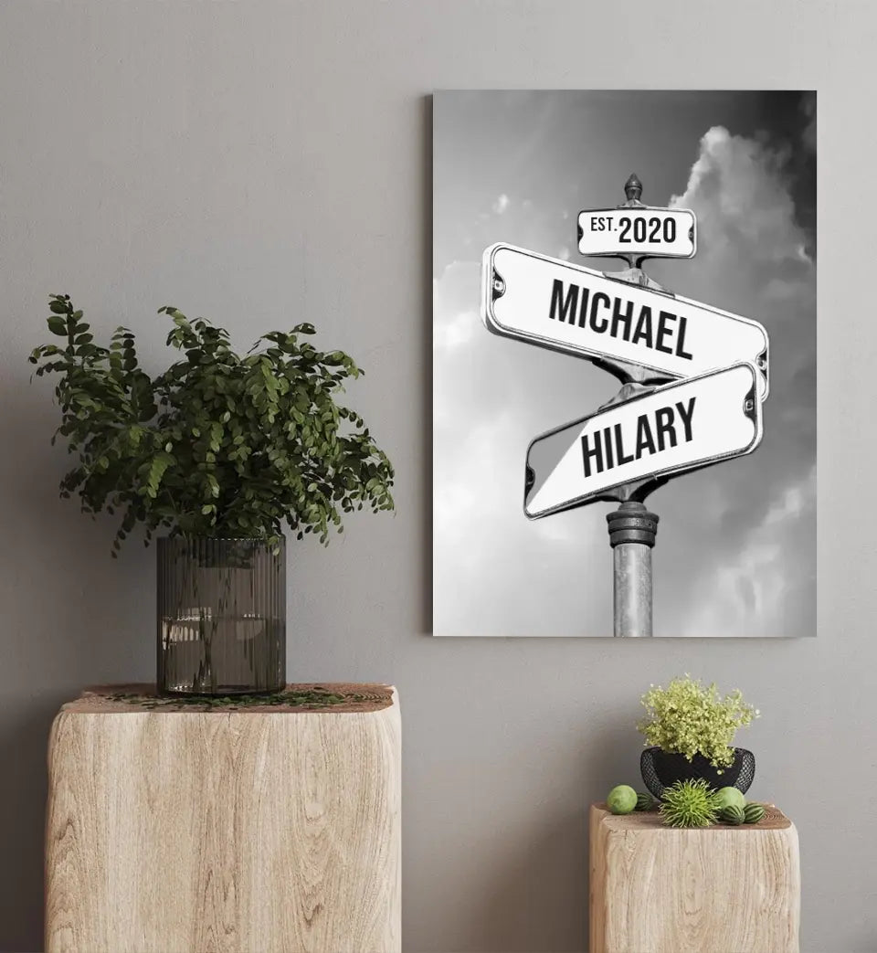 Personalized Canvas Street Sign For Couples, Wall Art Anniversary Gift, Wedding Gift Idea, Ship from Australia