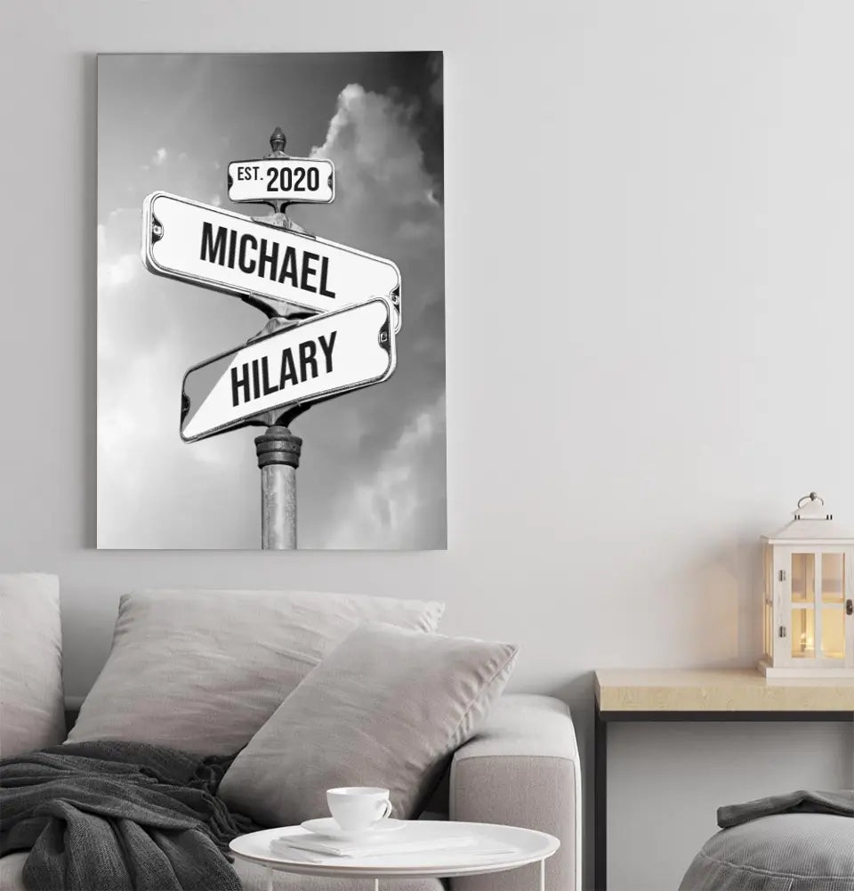 Personalized Canvas Street Sign For Couples, Wall Art Anniversary Gift, Wedding Gift Idea, Ship from Australia