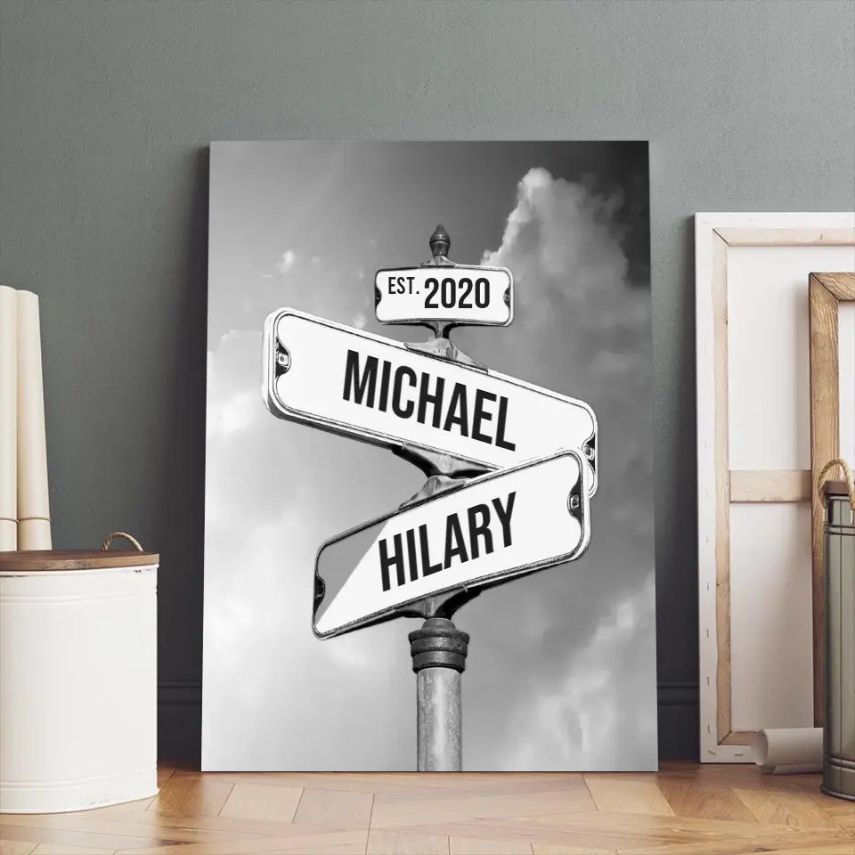 Personalized Canvas Street Sign For Couples, Wall Art Anniversary Gift, Wedding Gift Idea, Ship from Australia
