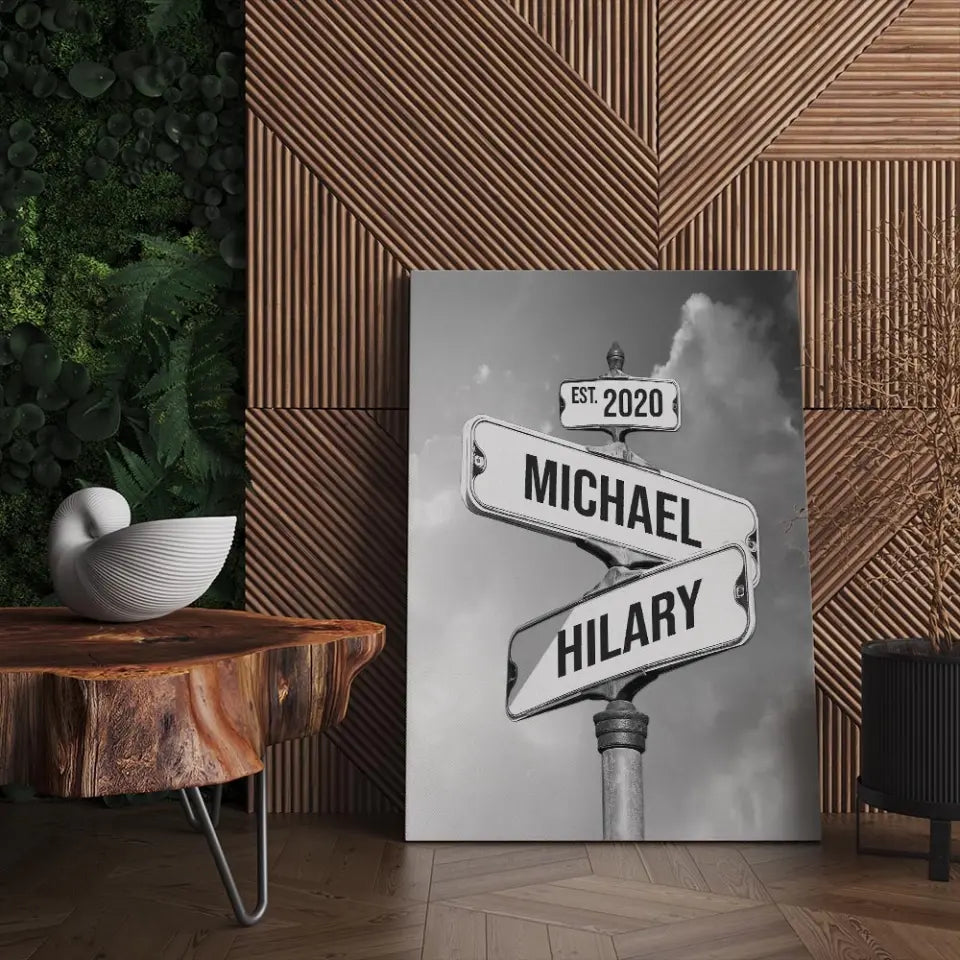 Personalized Canvas Street Sign For Couples, Wall Art Anniversary Gift, Wedding Gift Idea, Ship from Australia