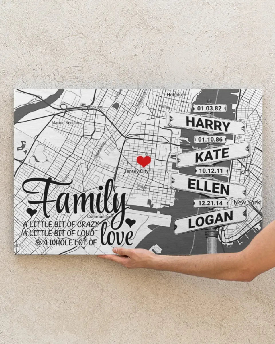 Personalized Canvas Print - Family A Whole Lot Of Love