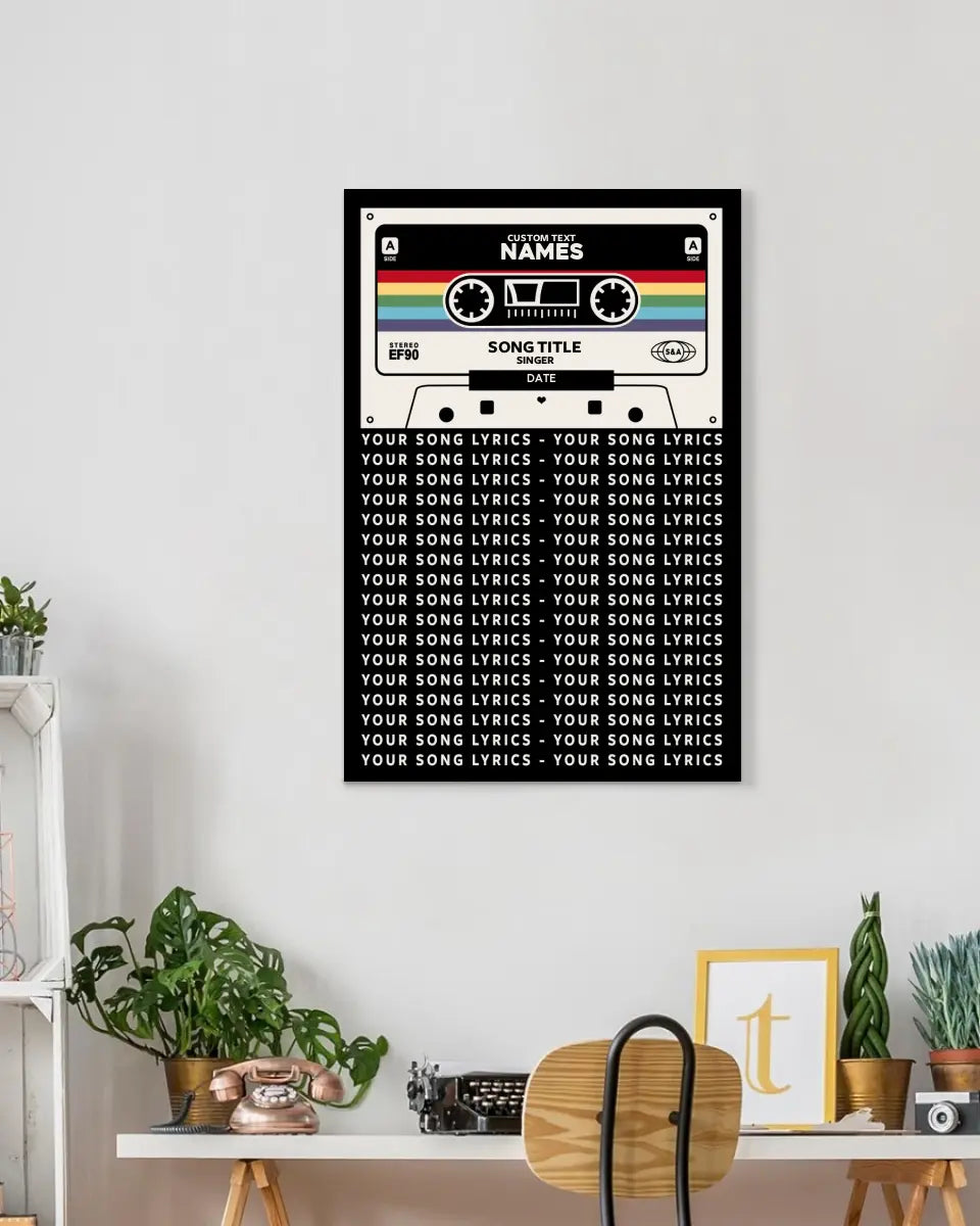 Personalized Couple Cassette Lyric Canvas Wall Art