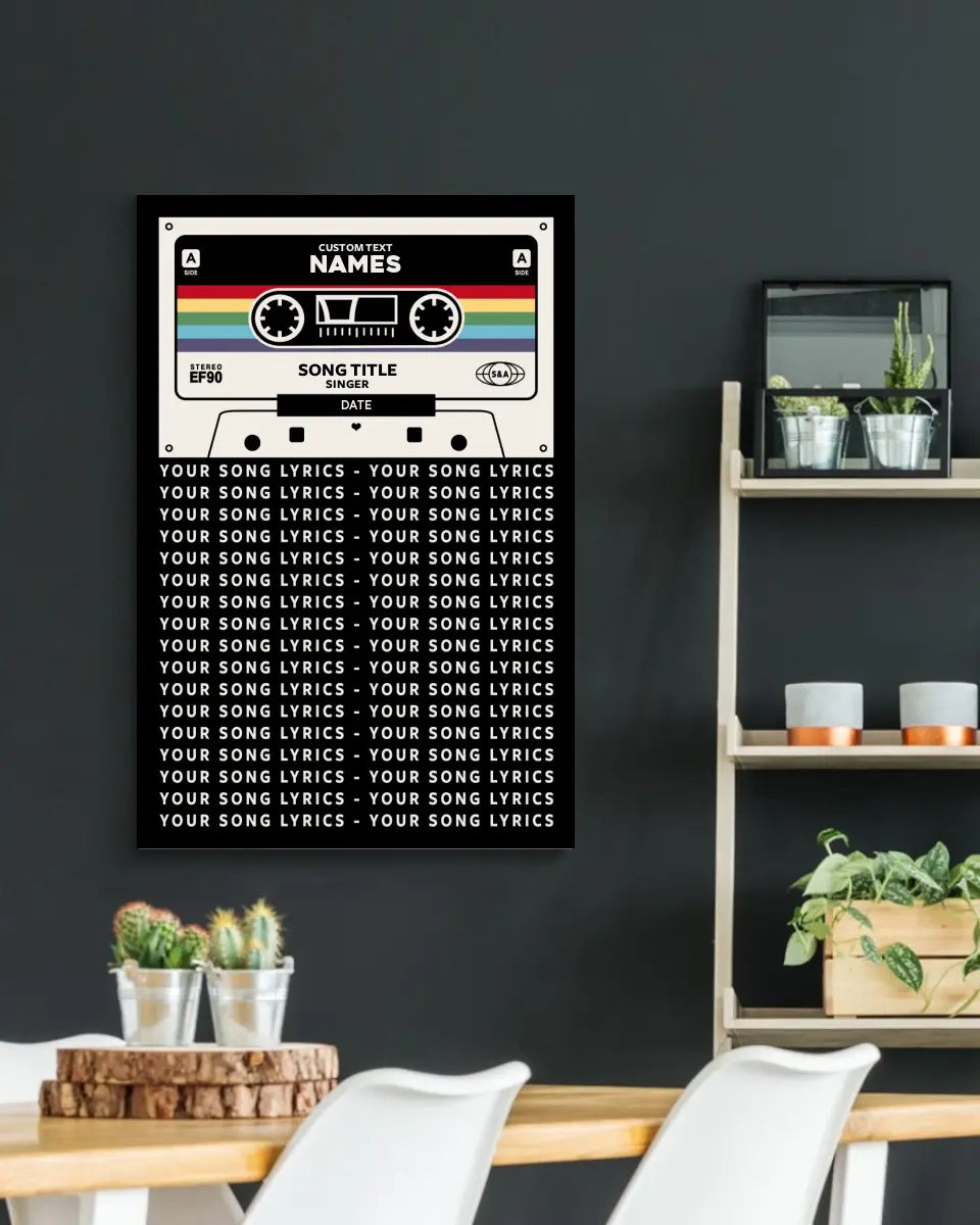 Personalized Couple Cassette Lyric Canvas Wall Art