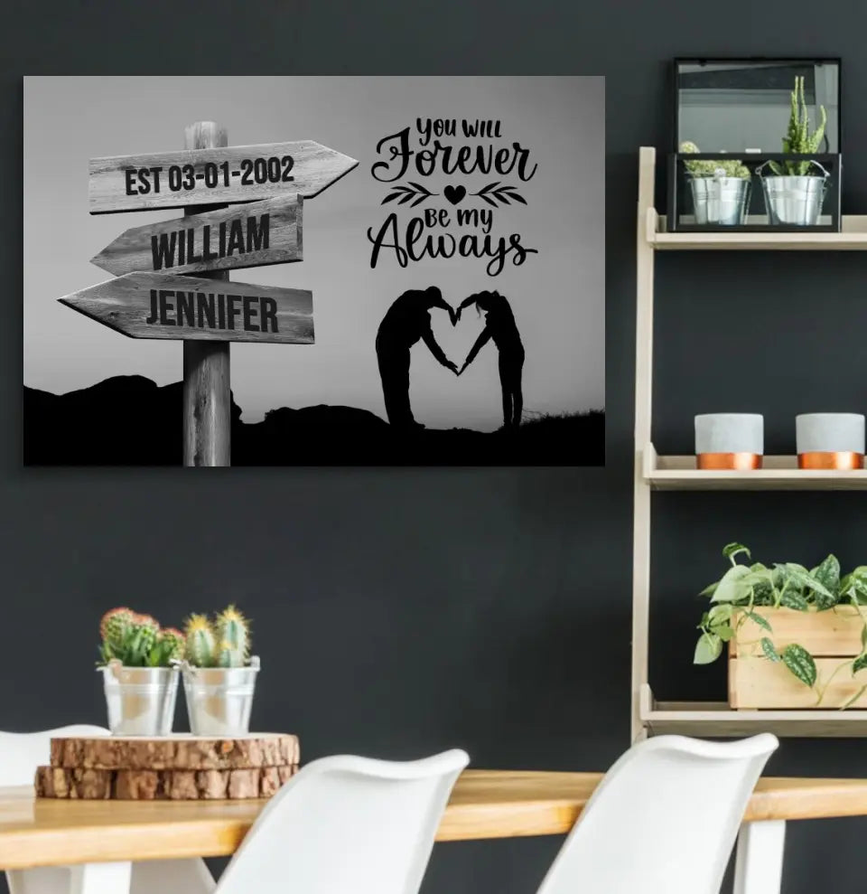 You Will Forever Be My Always Personalized Name & Date Canvas