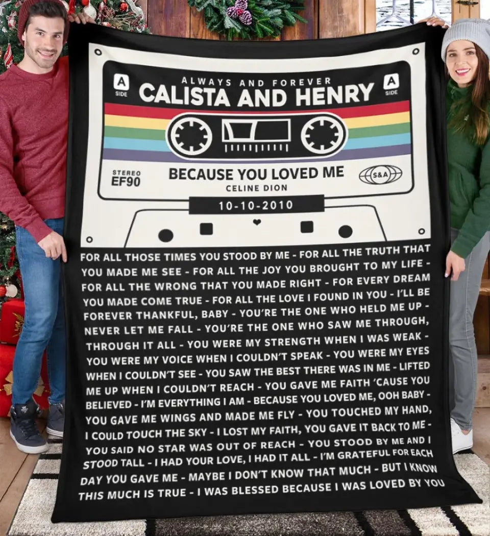 Personalized Couple Cassette Lyric Blanket