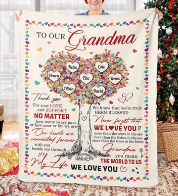 Grandma Thank You For Your Love And Support - Personalized Blanket - Christmas Gift For Grandma, Mom