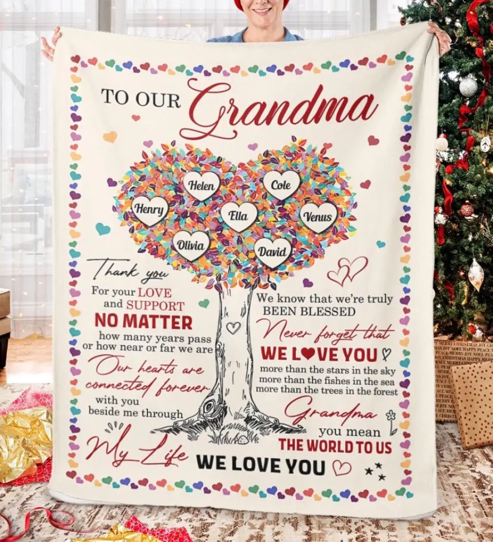 Grandma Thank You For Your Love And Support - Personalized Blanket - Christmas Gift For Grandma, Mom