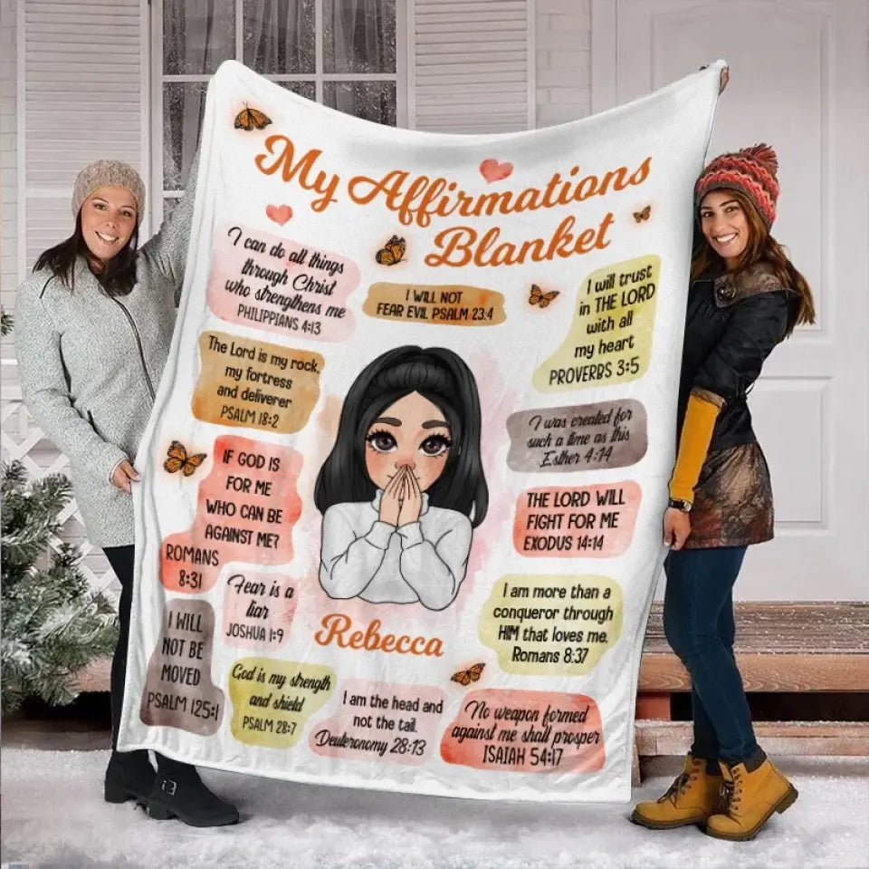 Christian Girl My Affirmations Personalized Blanket - Christmas Gift For Daughter, Friends, Soulmate