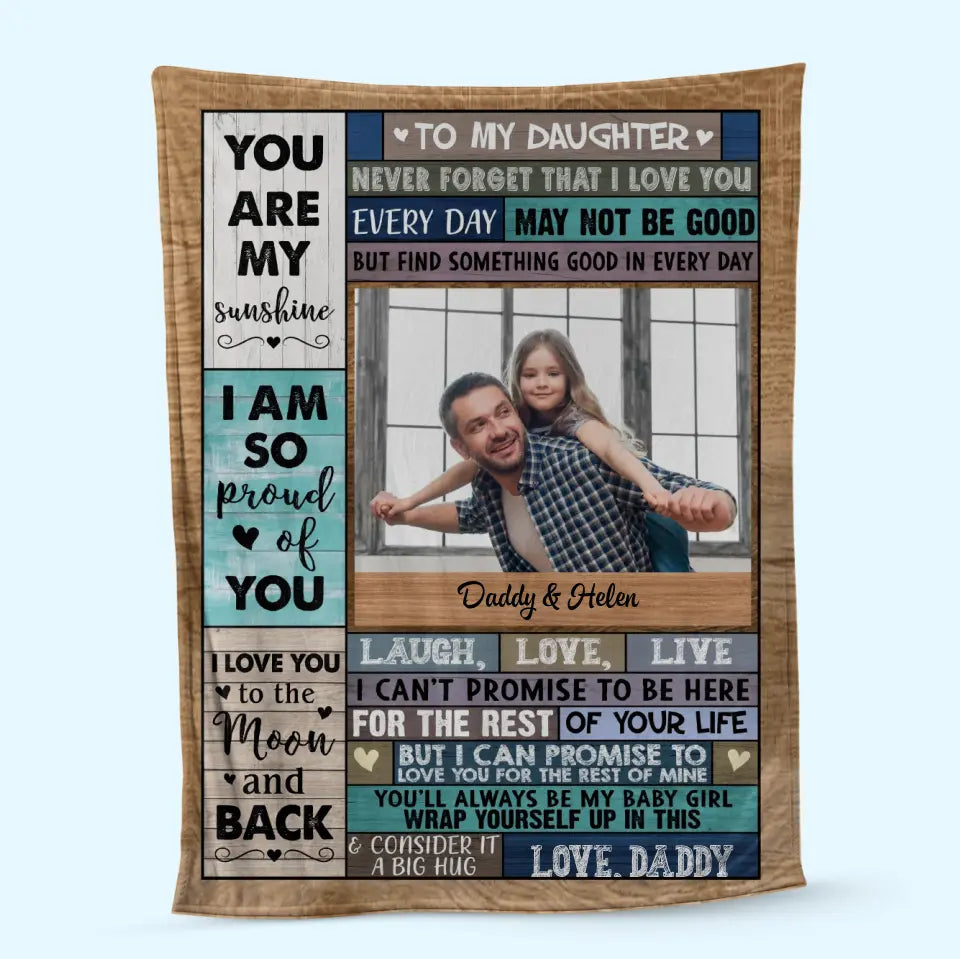 Personalized Upload Photo Blanket - Daughter Laugh Love Live - Christmas Gift Idea