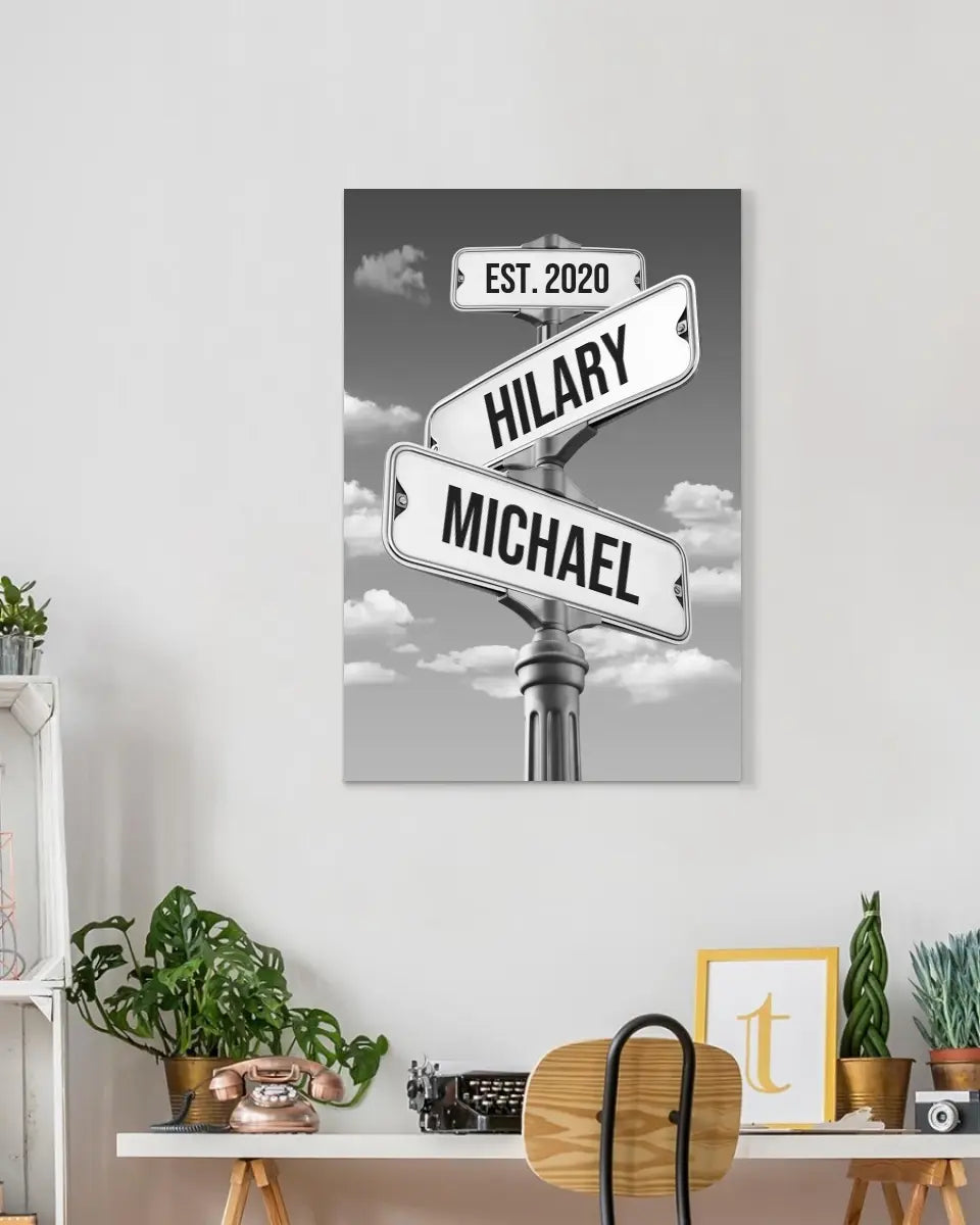 Intersection of Love - Personalized Anniversary Couple Canvas