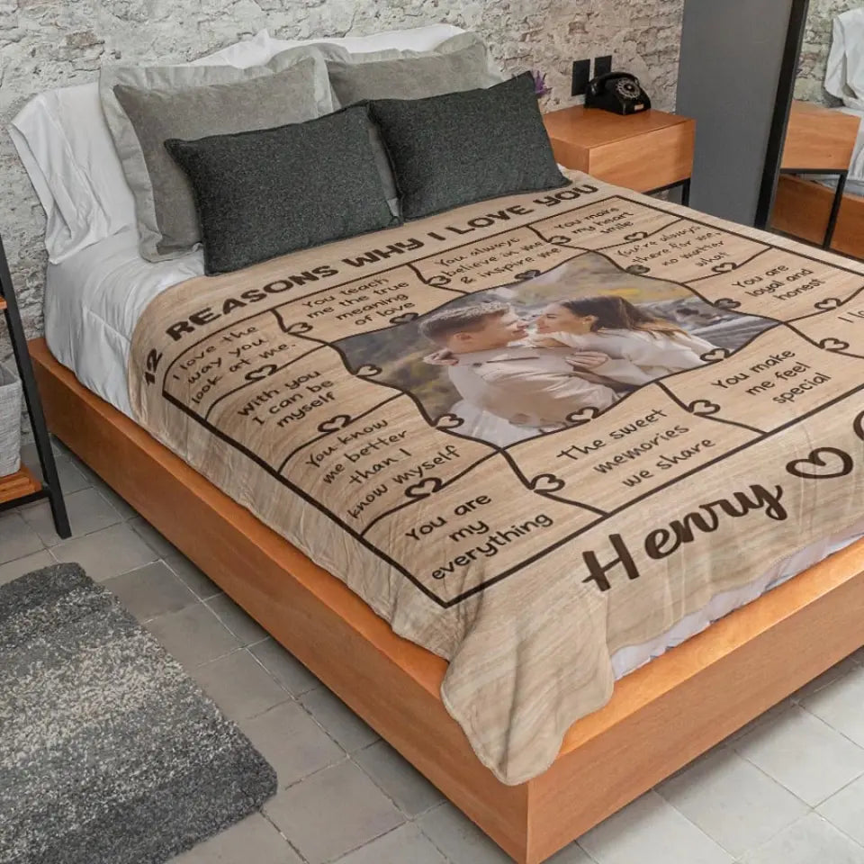 12 Reasons Why I Love You - Personalized Blanket For Couples - Valentine's Day Gift