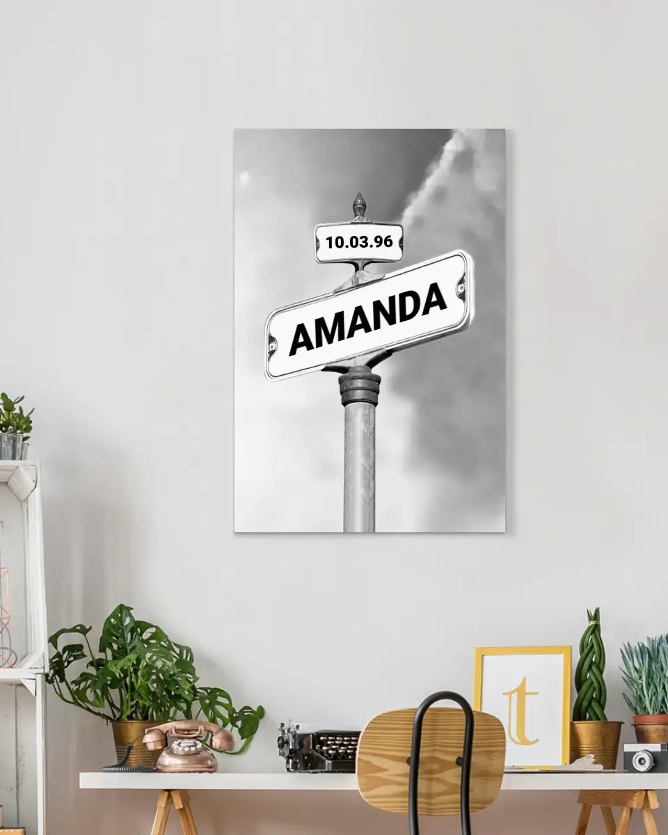 Personalized Name & Date Premium Canvas, Street Sign Family Multi Name Wall Art