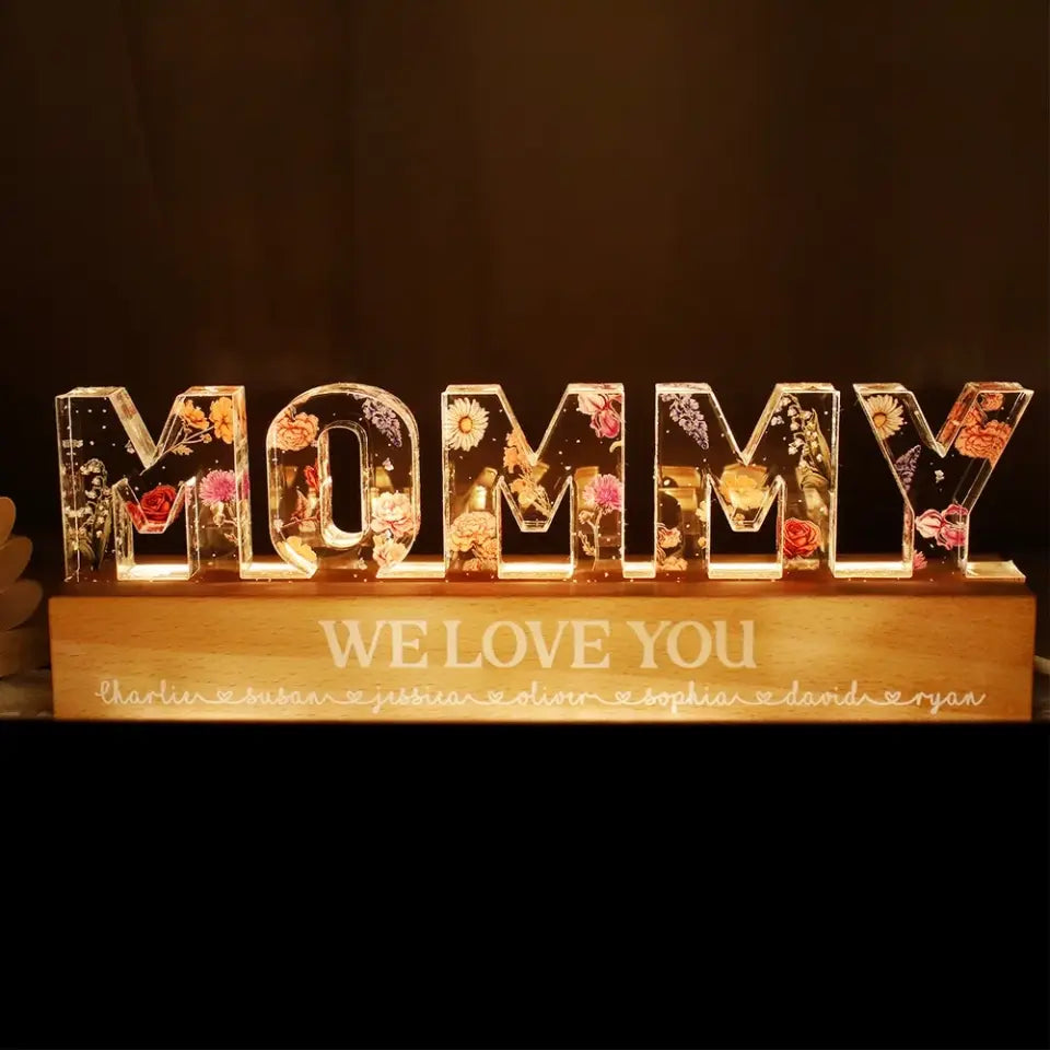 Custom Flower Printed LED Night Light - Mother's Day Gift Idea