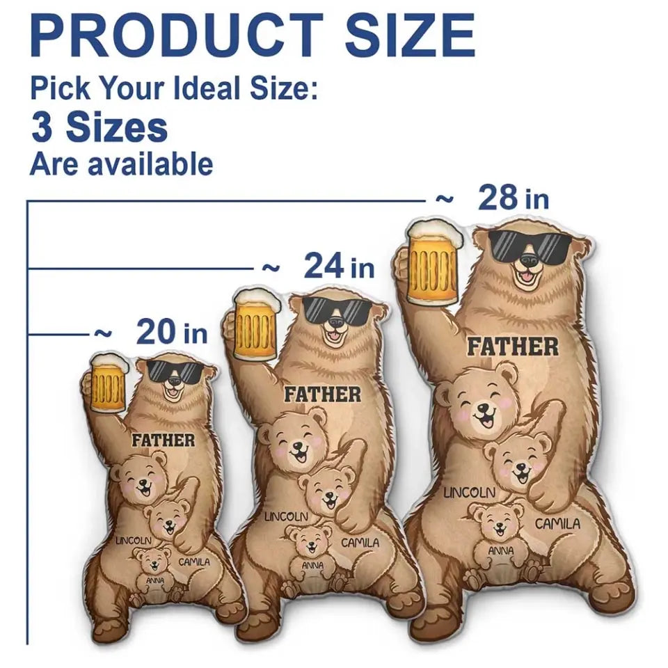 Papa Bear Custom Shaped Pillow - Father's Day Gift