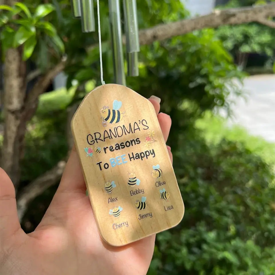 Mama/Grandma's Reasons To Bee Happy Customized Lucky Wind Chimes