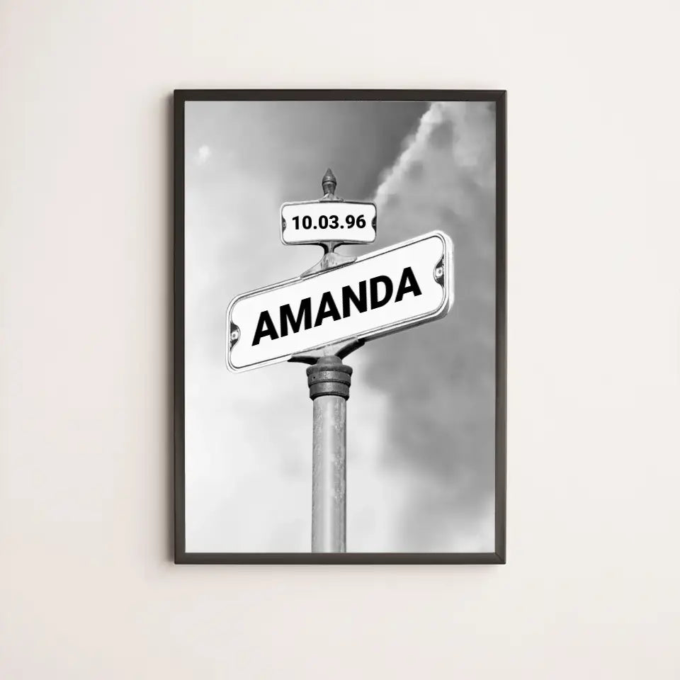 Personalized Family Name & Date Premium Framed Canvas - Vintage Street Sign Wall Art