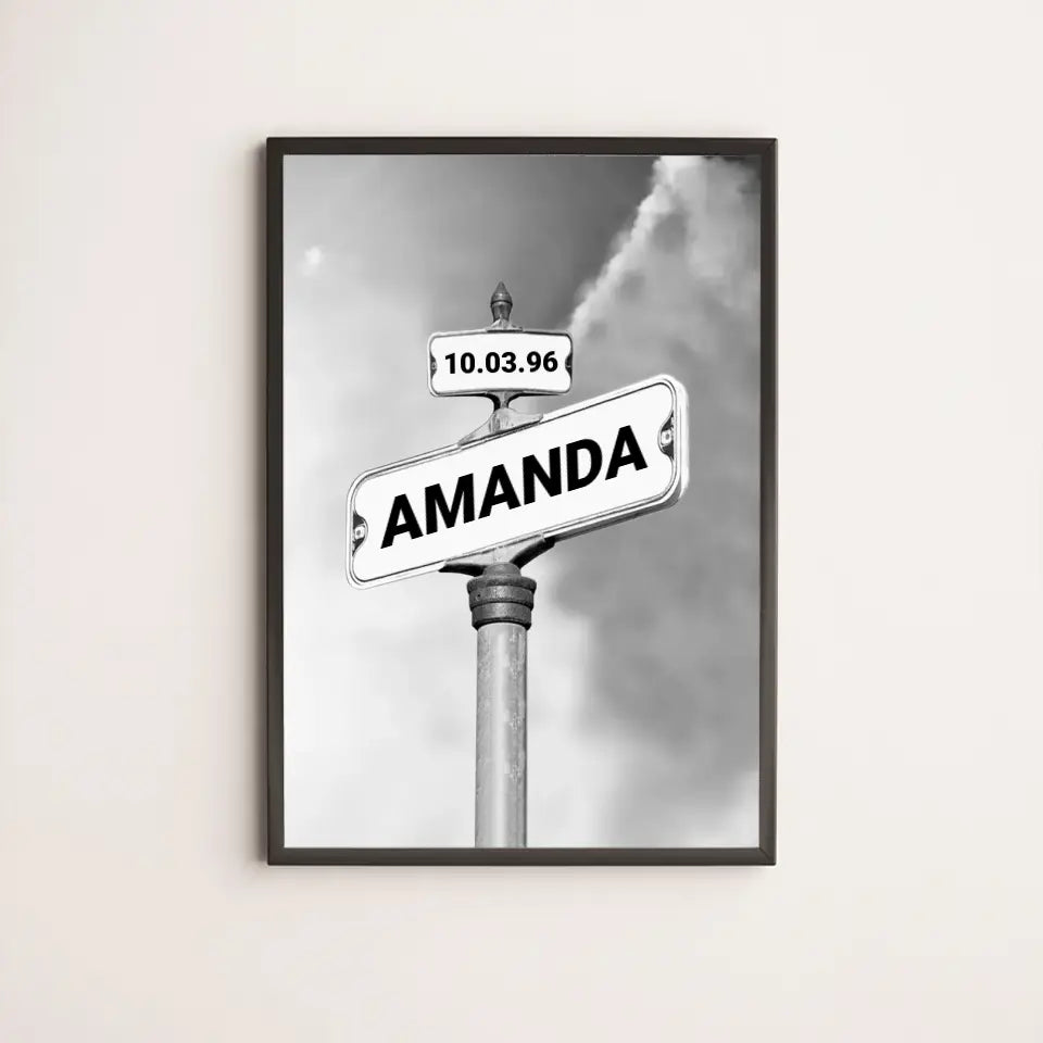 Personalized Family Name & Date Premium Framed Canvas - Vintage Street Sign Wall Art