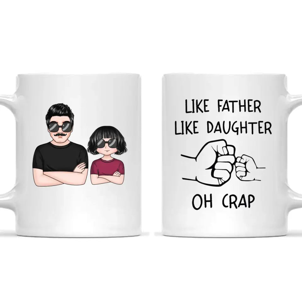 Like Father Like Daughter Fist Bump Handshake - Personalized Mug