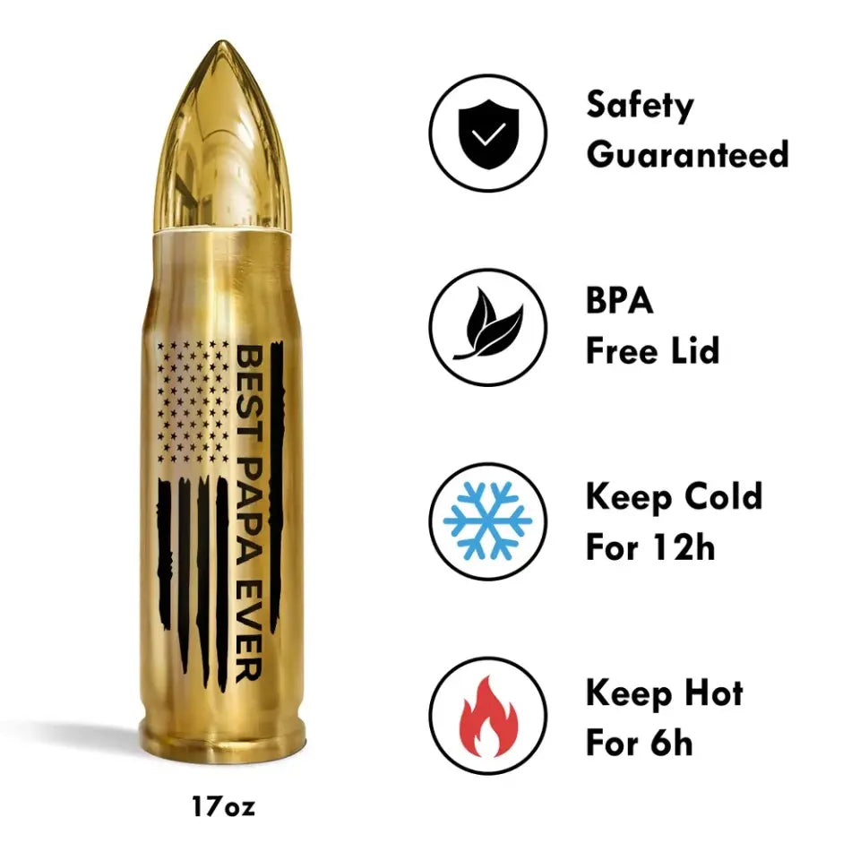 Bullet Tumbler Best Dad Papa Grandpa Ever Fist Bump - Father's Day Gift