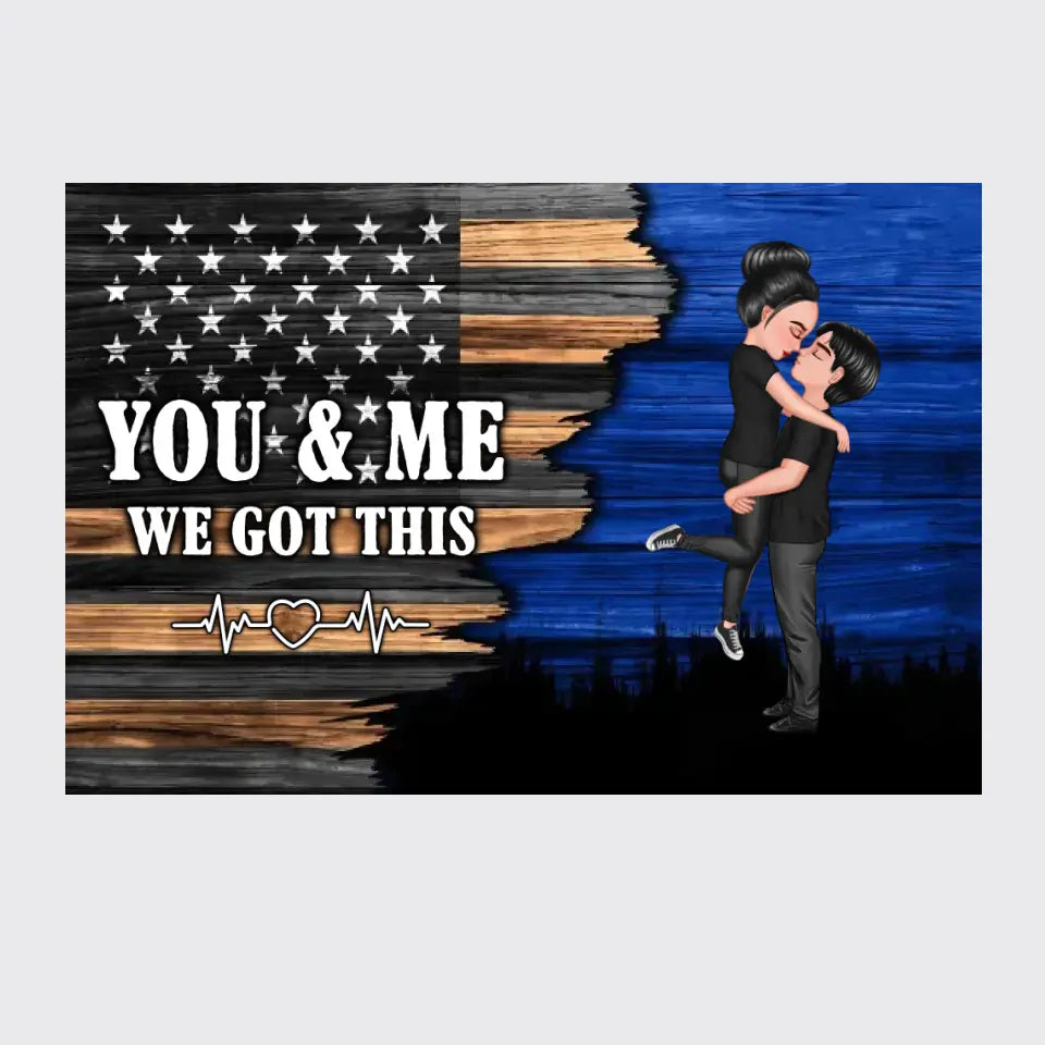 Couple Nation Flag Gift by Occupation For Her, For Him - Personalized Poster - Anniversary Gift Idea