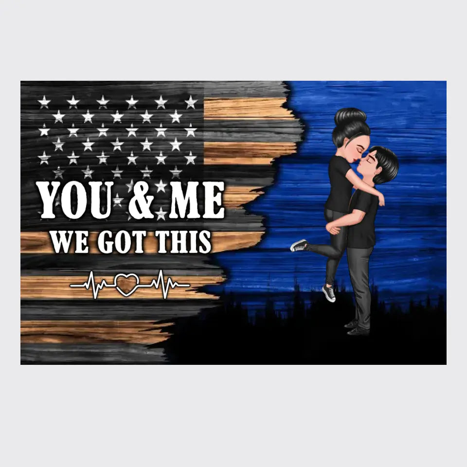Couple Nation Flag Gift by Occupation For Her, For Him - Personalized Poster - Anniversary Gift Idea