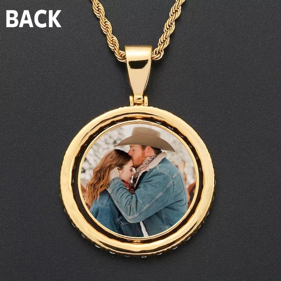 Custom Double Sided Spinning Photo Pendant Necklace