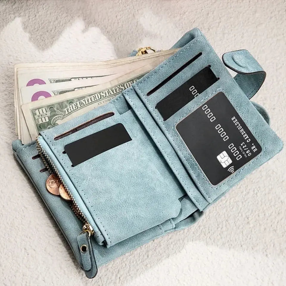 Personalized Birth Flower Vegan Leather Wallet Card Holder Birthday Gift for Woman