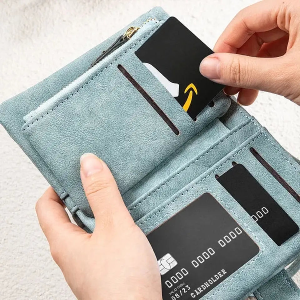 Personalized Birth Flower Vegan Leather Wallet Card Holder Birthday Gift for Woman