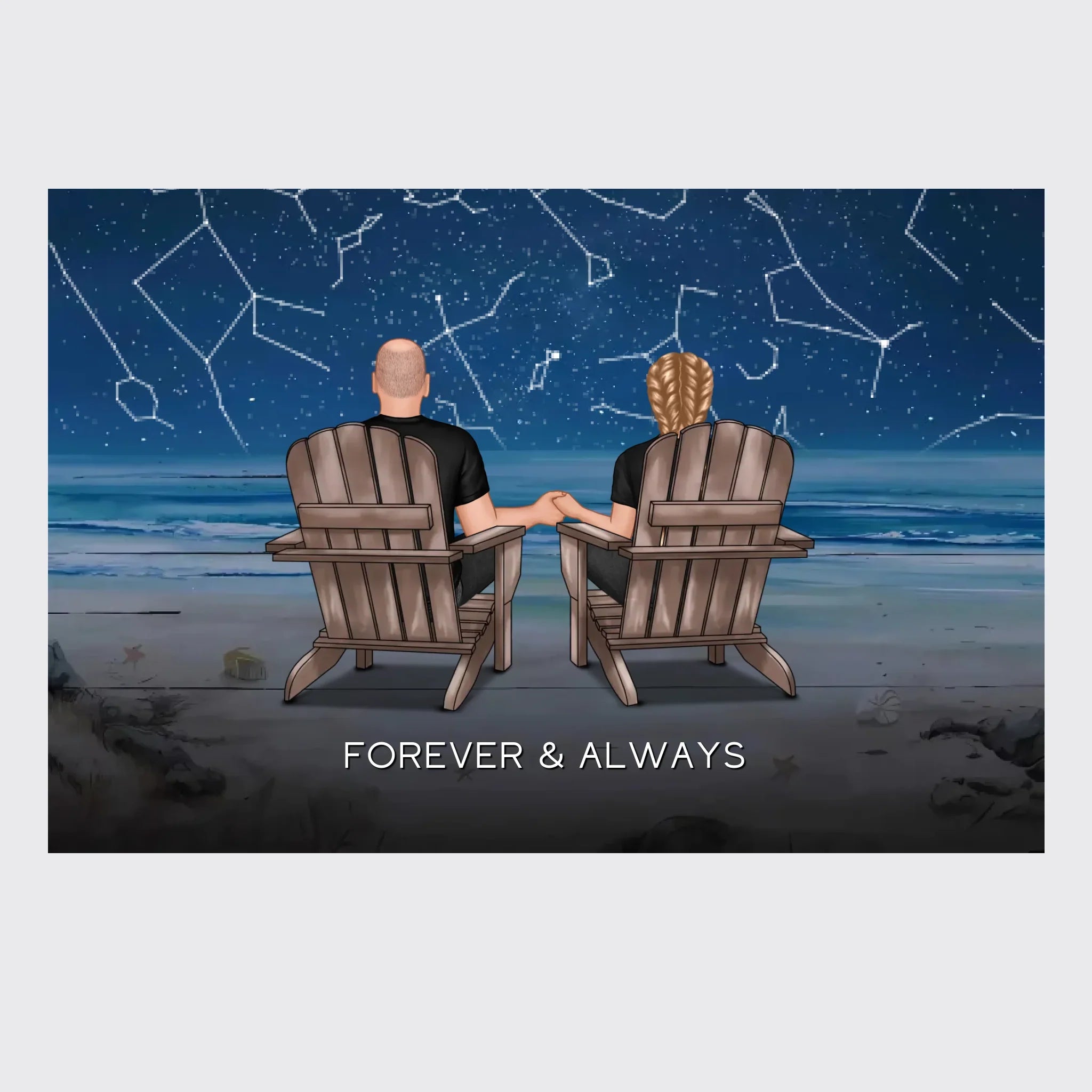 Eternal Love Couple Custom Star Map Landscape Personalized Poster - Anniversary Gift For Couple