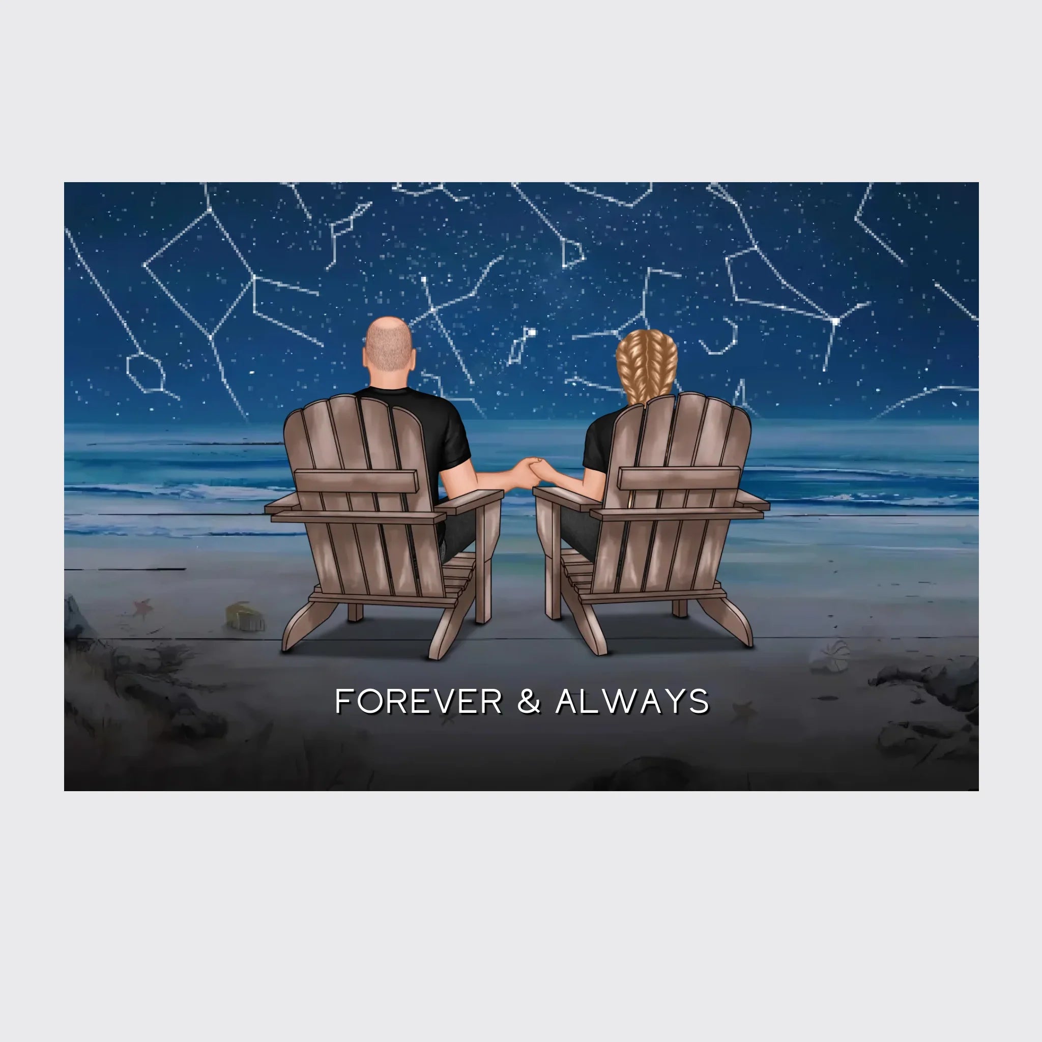 Eternal Love Couple Custom Star Map Landscape Personalized Poster - Anniversary Gift For Couple