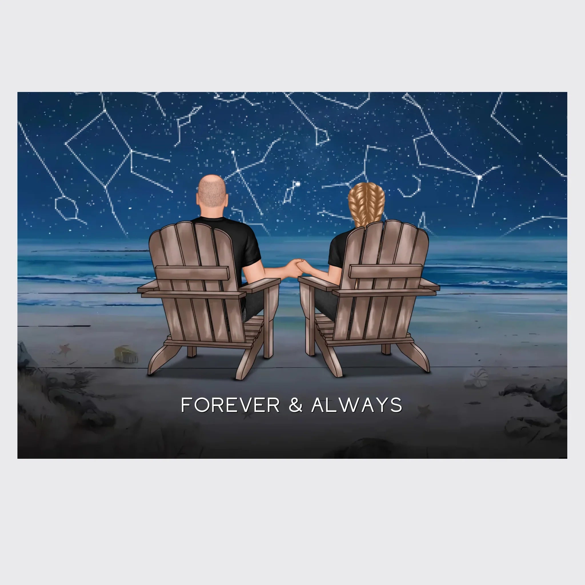 Eternal Love Couple Custom Star Map Landscape Personalized Poster - Anniversary Gift For Couple
