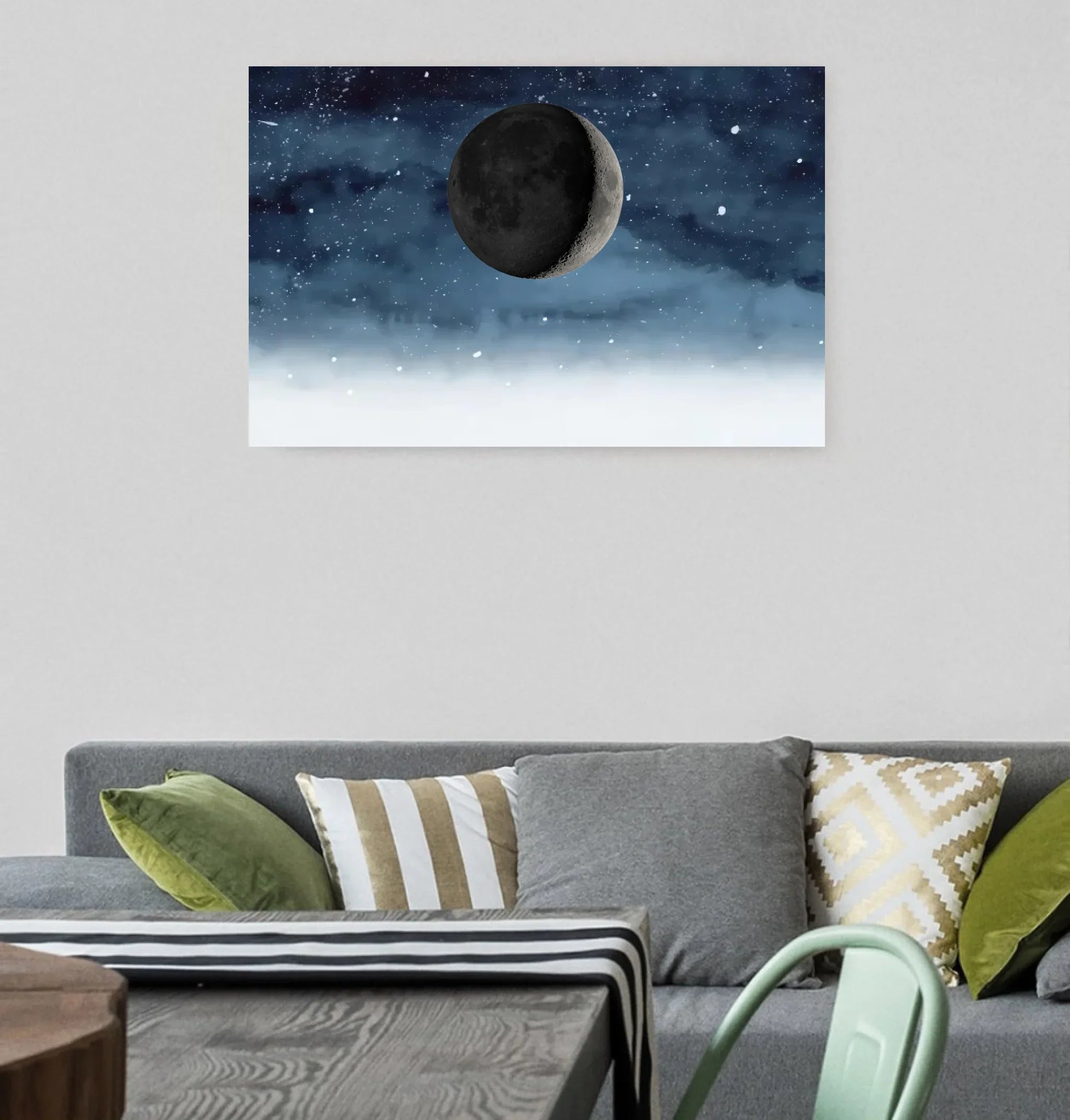Personalized Canvas - Starry Night The Day You Became Mom Birth Moon Phase - Mother's Day Gift