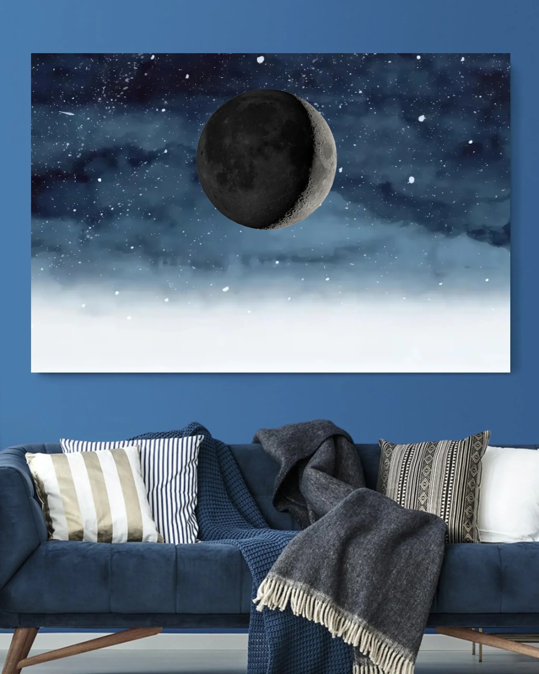 Personalized Canvas - Starry Night The Day You Became Mom Birth Moon Phase - Mother's Day Gift