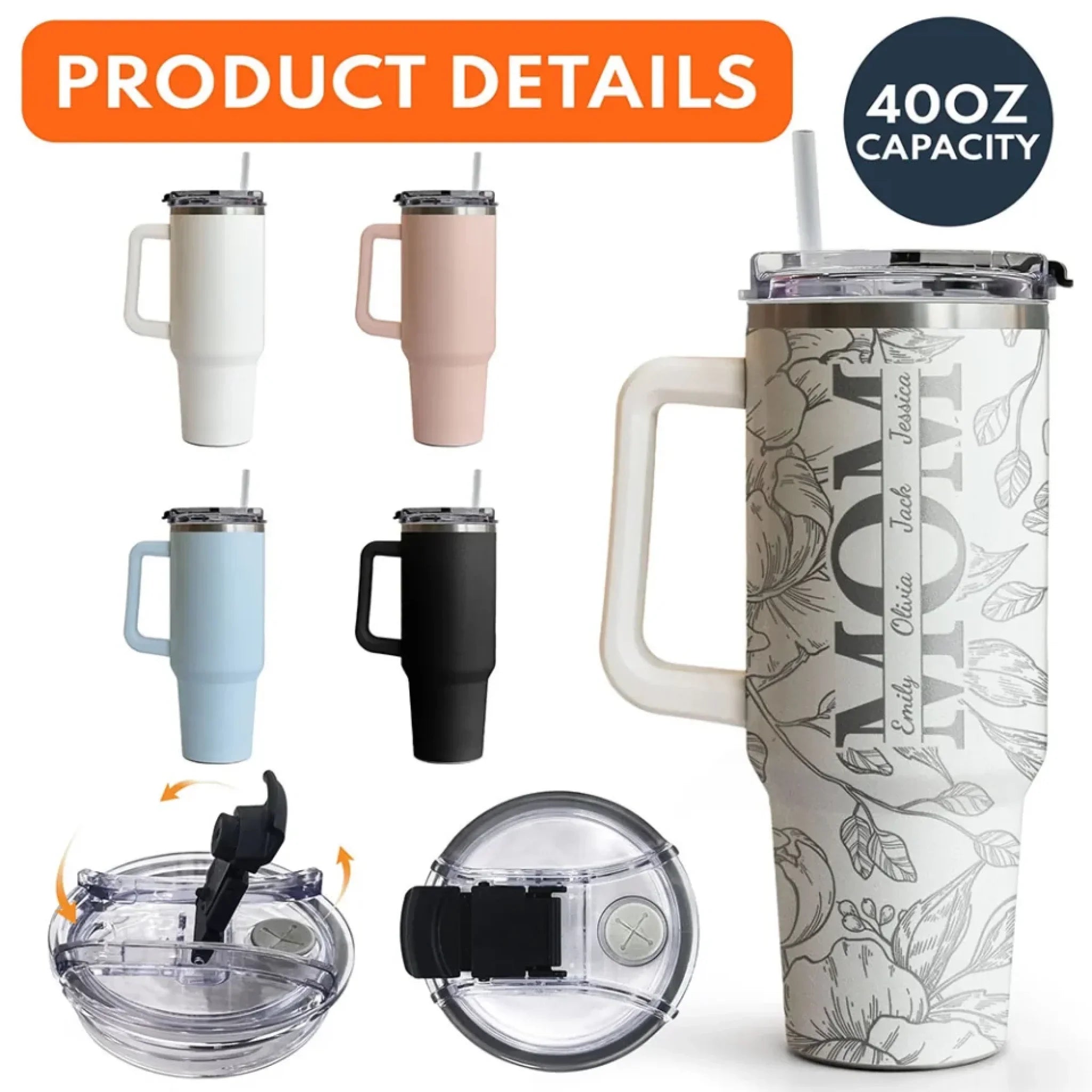 Floral Mom Mother's Day Gifts - 40oz Tumbler 5