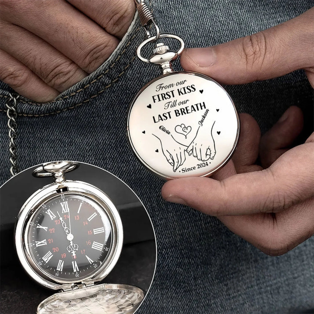 From First Kiss To Last Breath - Personalized Pocket Watch 1