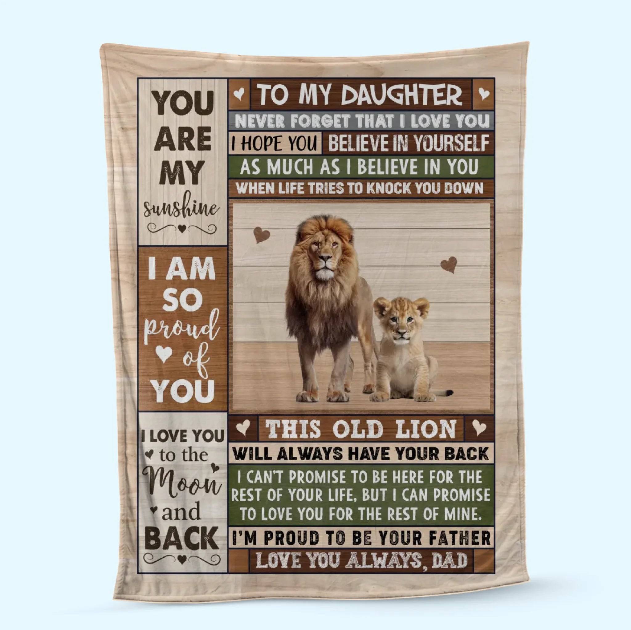 To My Daughter Personalized Blanket - Dad This Old Lion - Christmas Gift Idea For Daughter From Dad