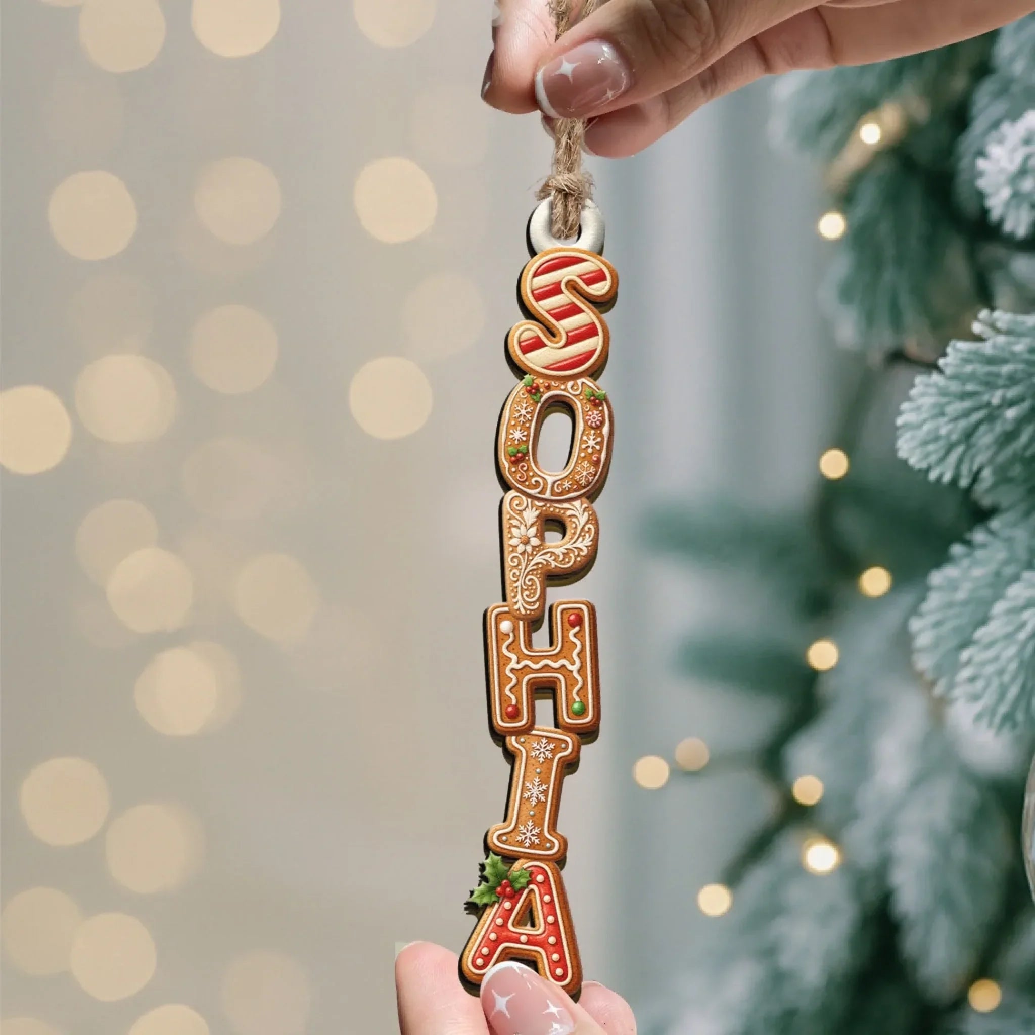 Custom Gingerbread Letter With Name For Family, Kids 4
