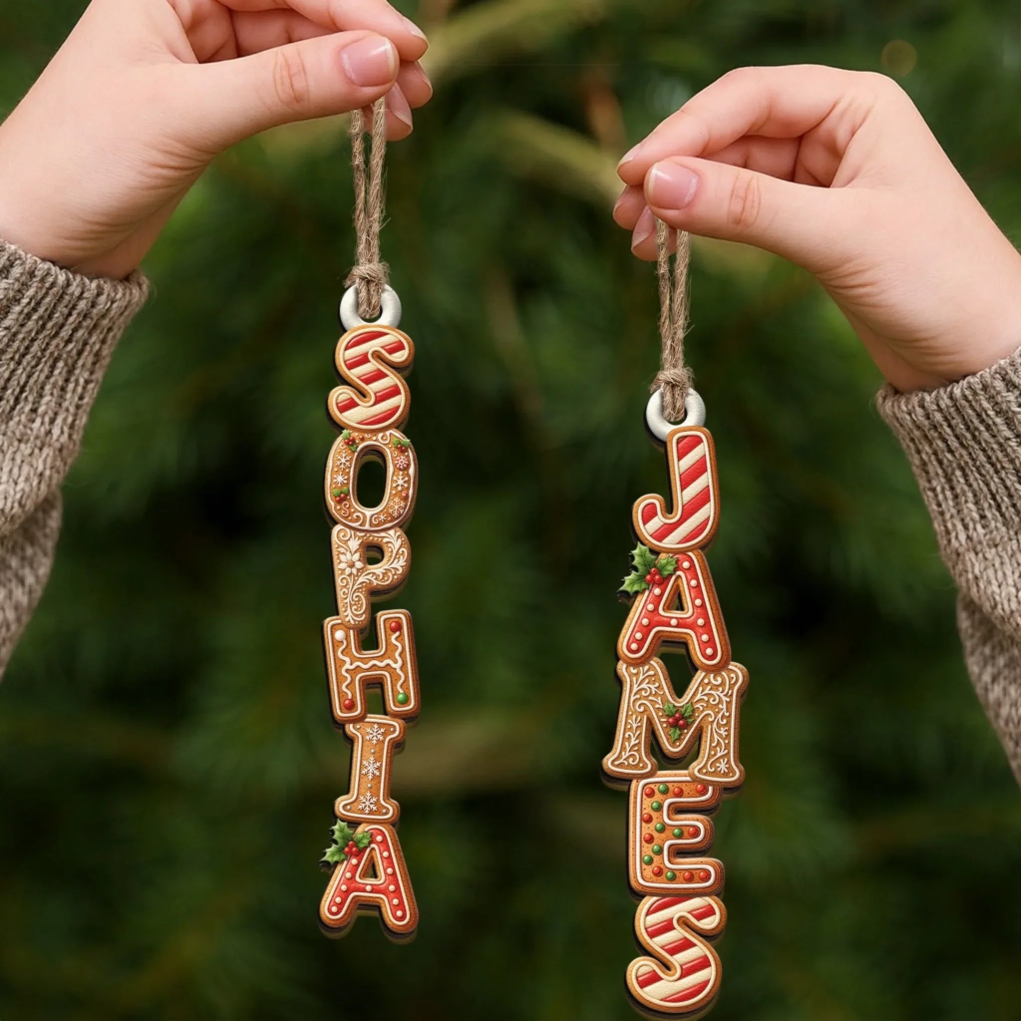 Custom Gingerbread Letter With Name For Family, Kids 5