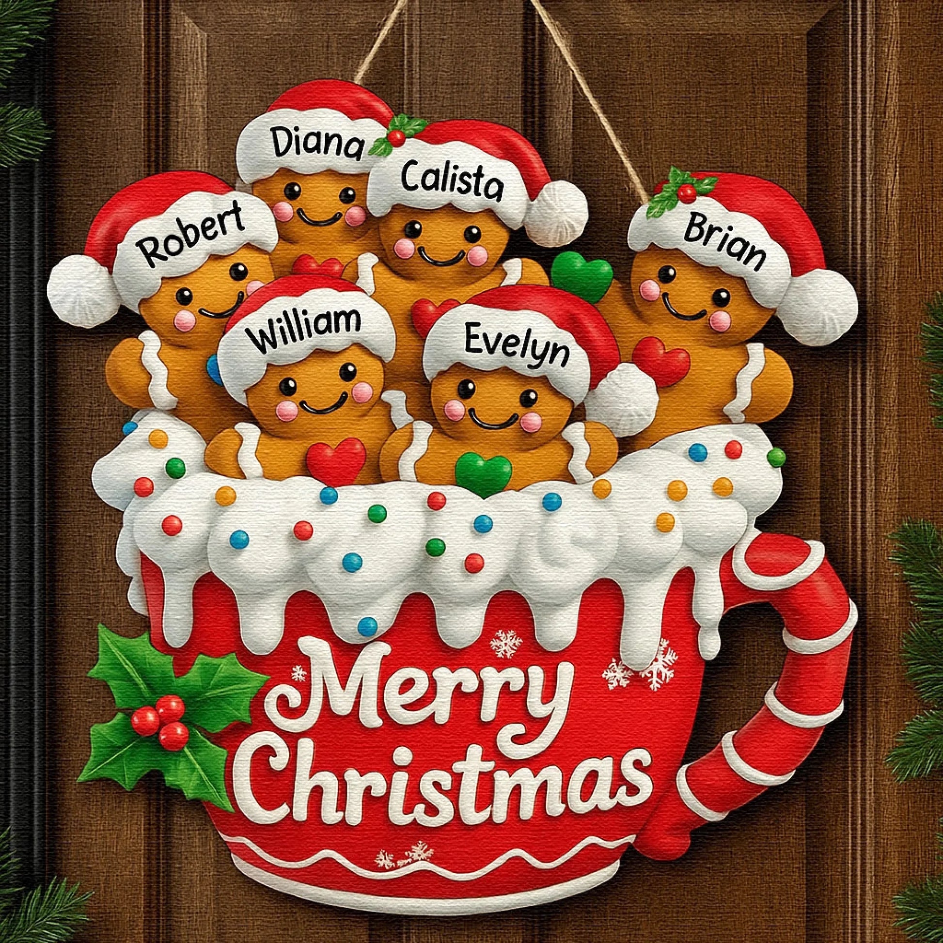Gingerbread Wood Sign Mockup 2