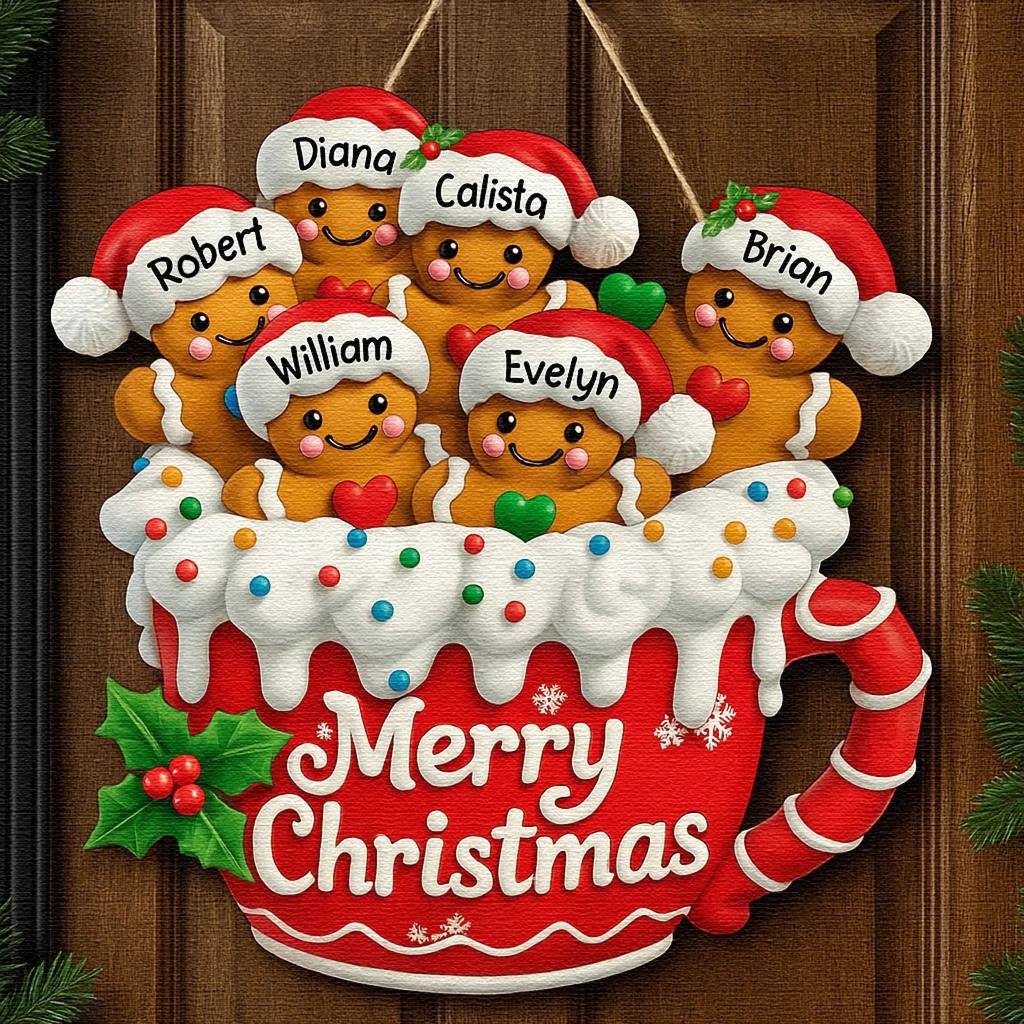 Gingerbread Wood Sign Mockup 2