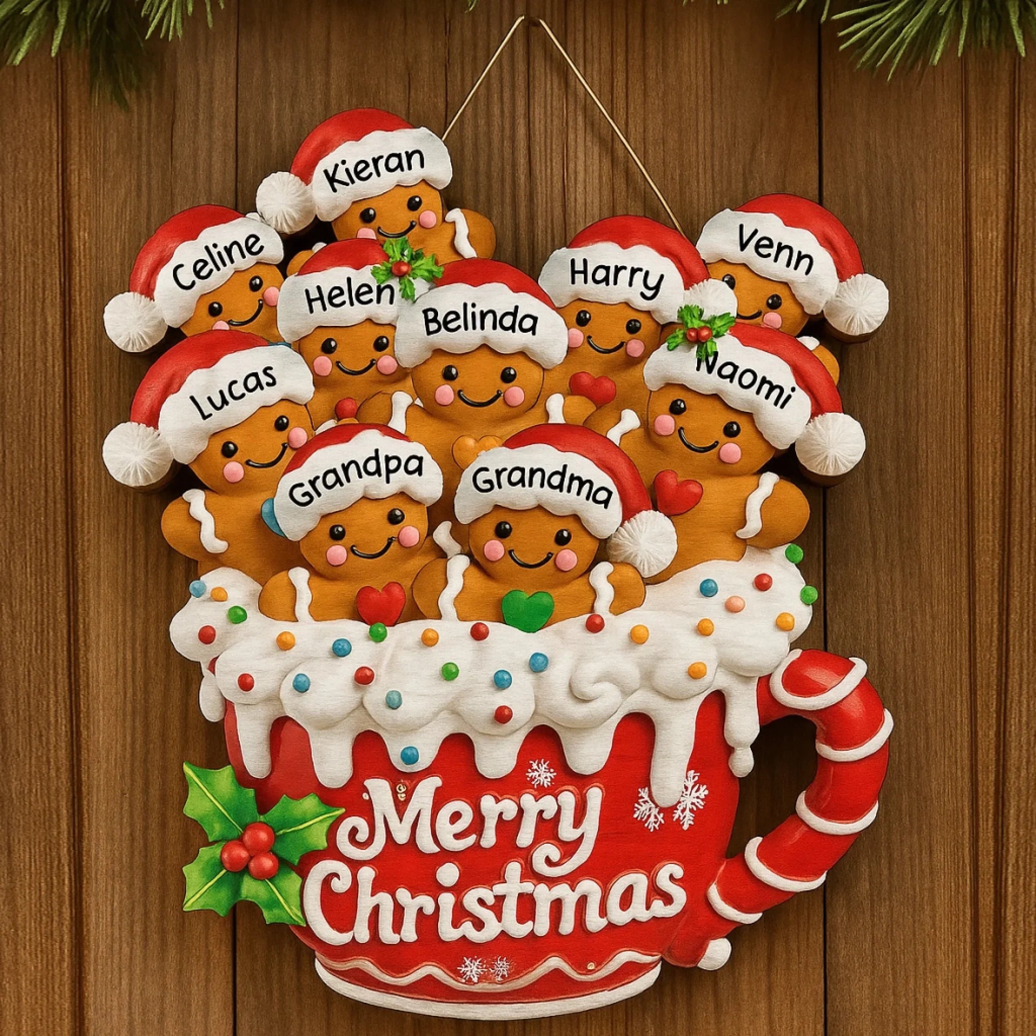 Gingerbread Wood Sign Mockup 4