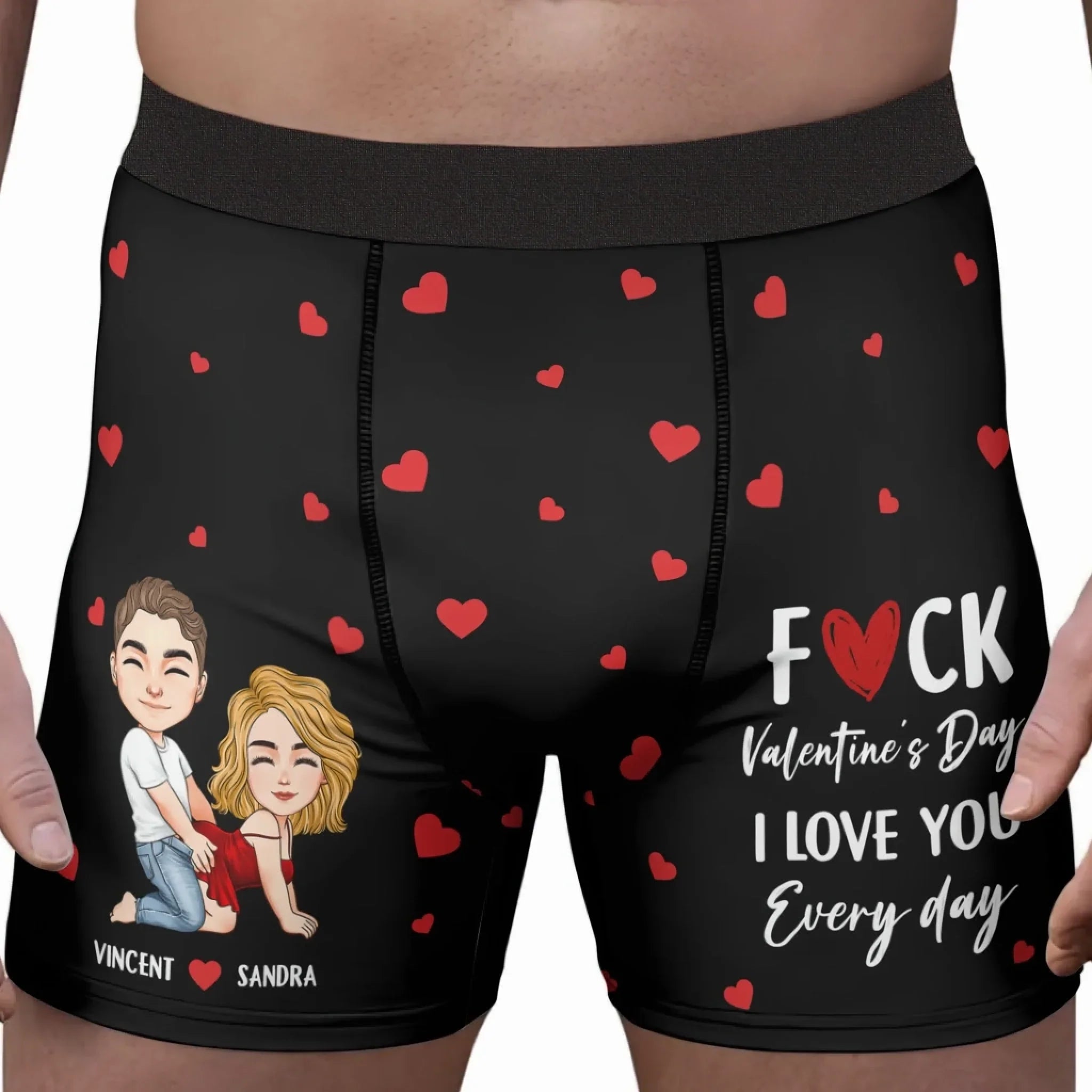 F Valentine's Day I Love You Every Day - Gifts For Him - Personalized Men's Boxer Briefs 1
